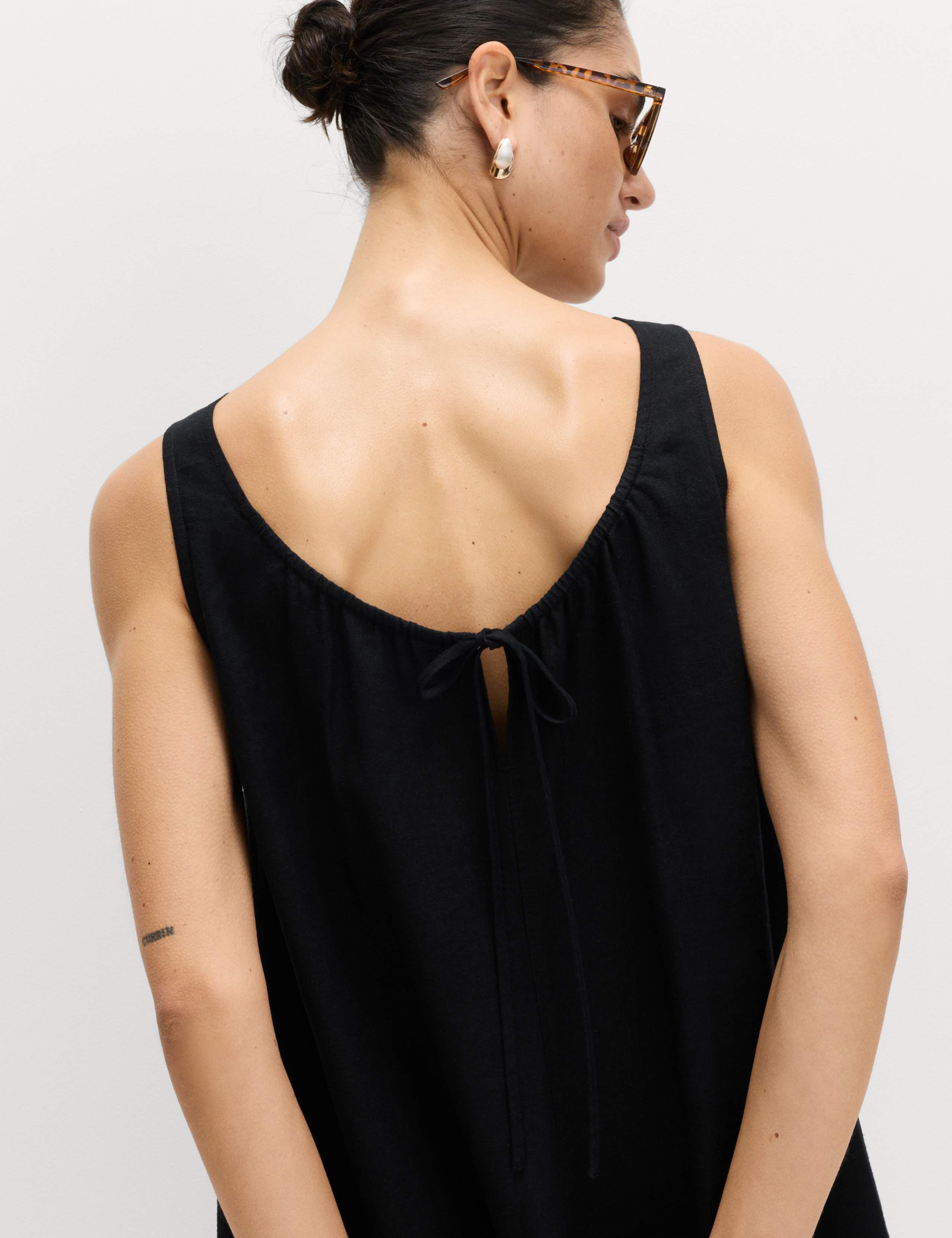 Linen Rich Scoop Neck Mini Swing Dress 5 of 6