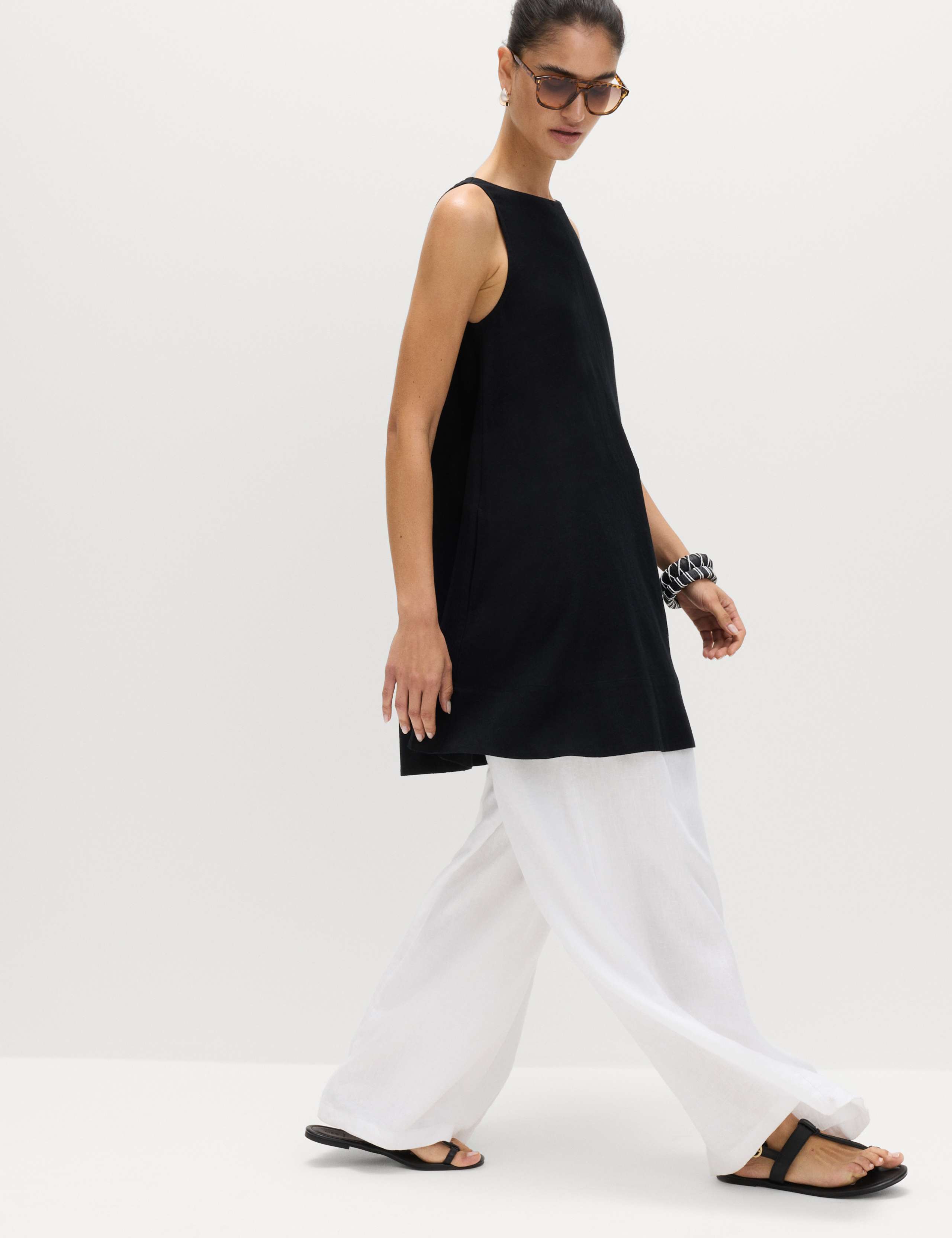 Linen Rich Scoop Neck Mini Swing Dress 6 of 6