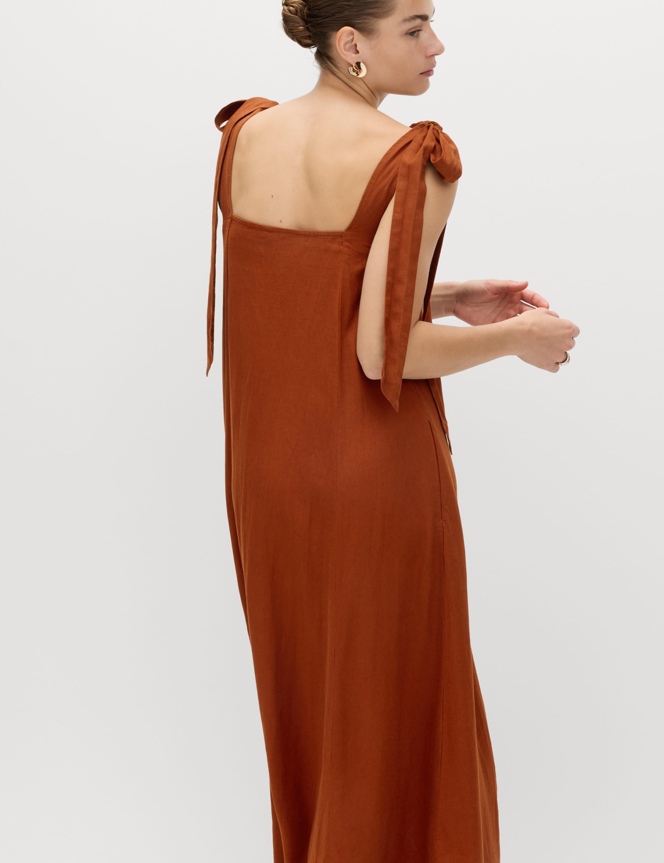 Linen Rich Tie Bow Maxi Beach Dress 4 of 7