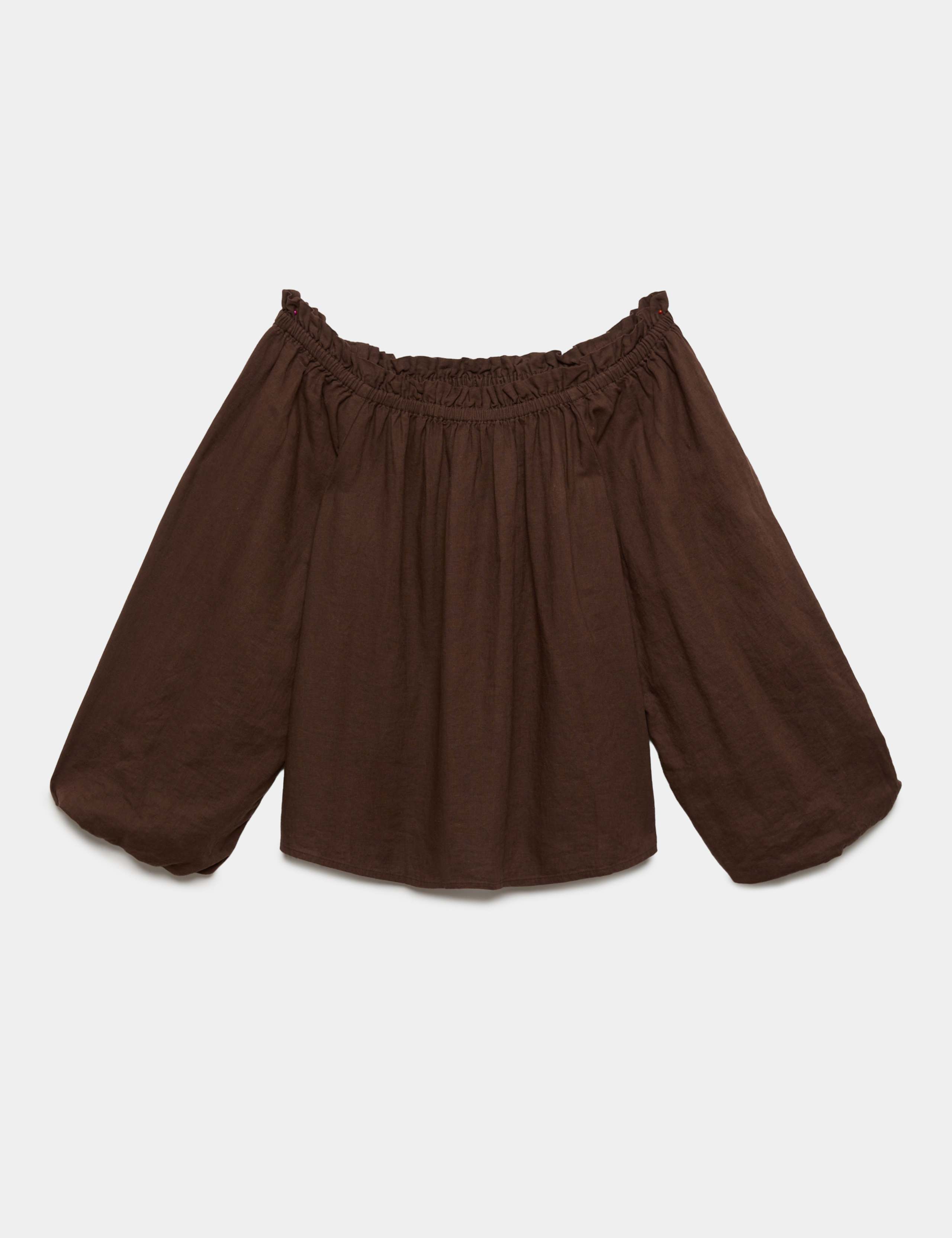 Linen Rich Volume Bardot Blouse 2 of 7