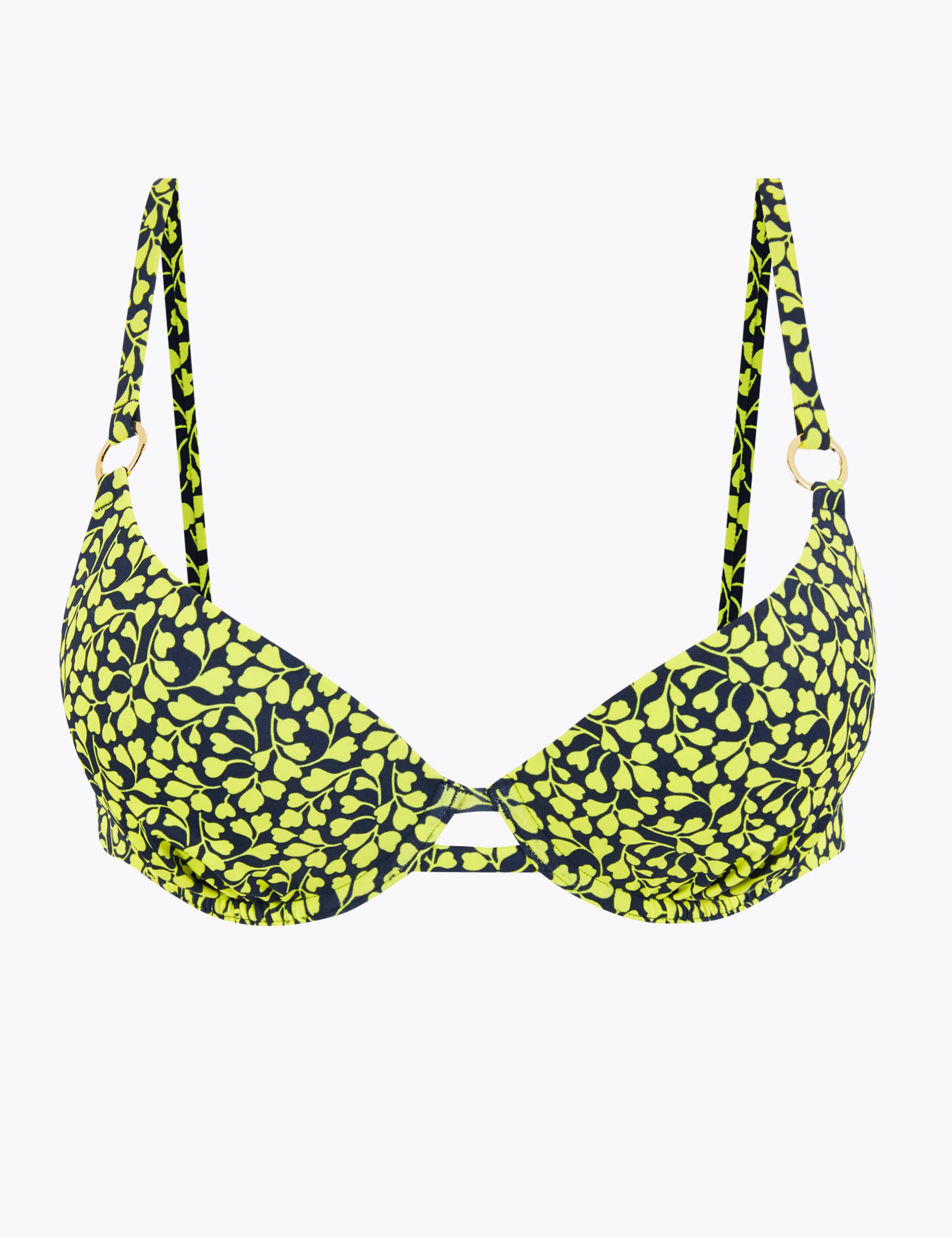 Mini Leaf Padded Wired Plunge Bikini Top 1 of 2