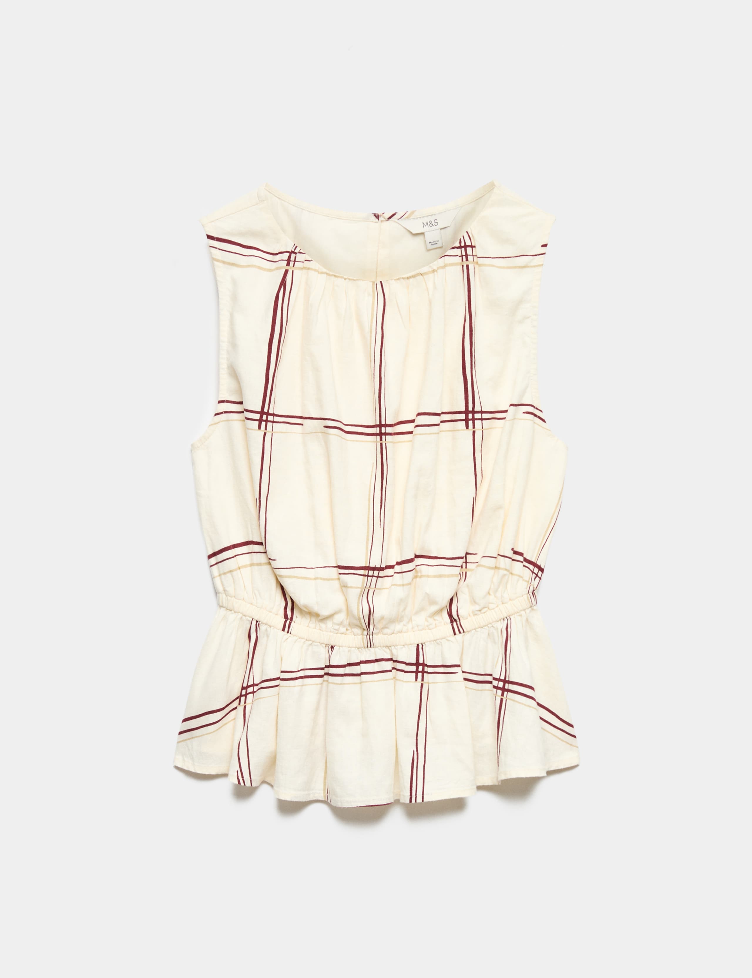 Linen Rich Printed Waisted Ruched Top 2 of 6