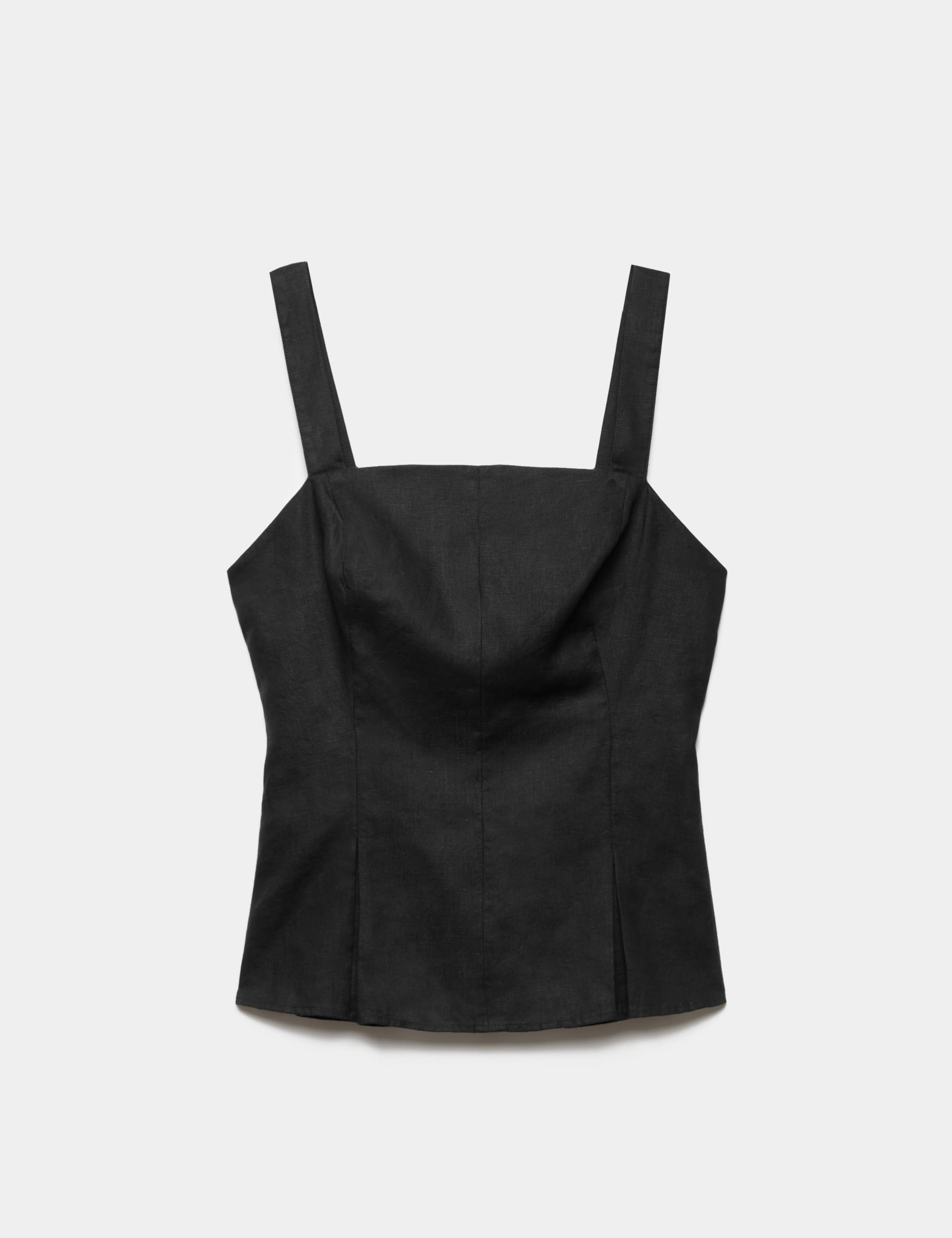 Pure Linen Square Neck Panelled Peplum Top 1 of 1