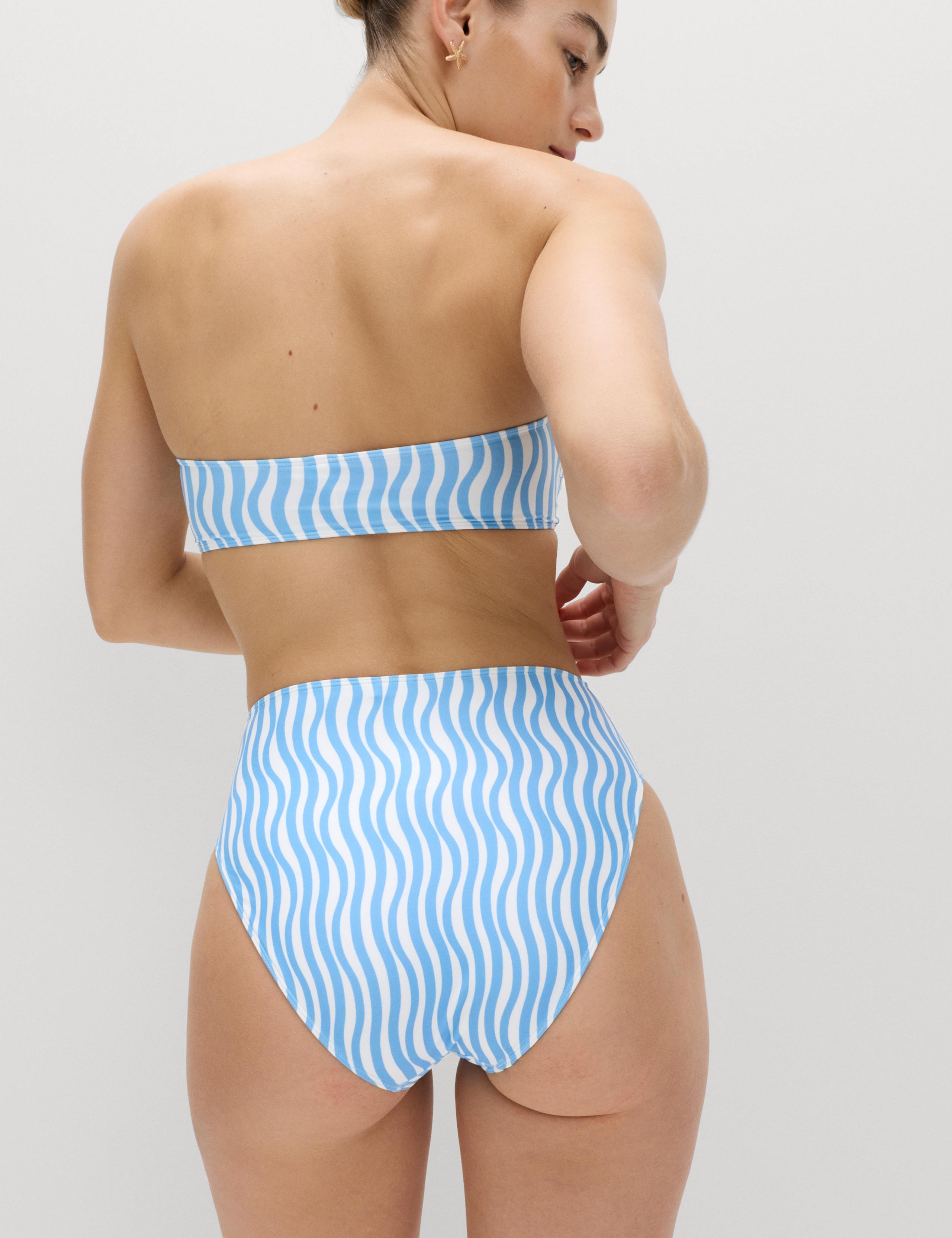 Wave Print High Waist Bikini Bottoms 3 of 5