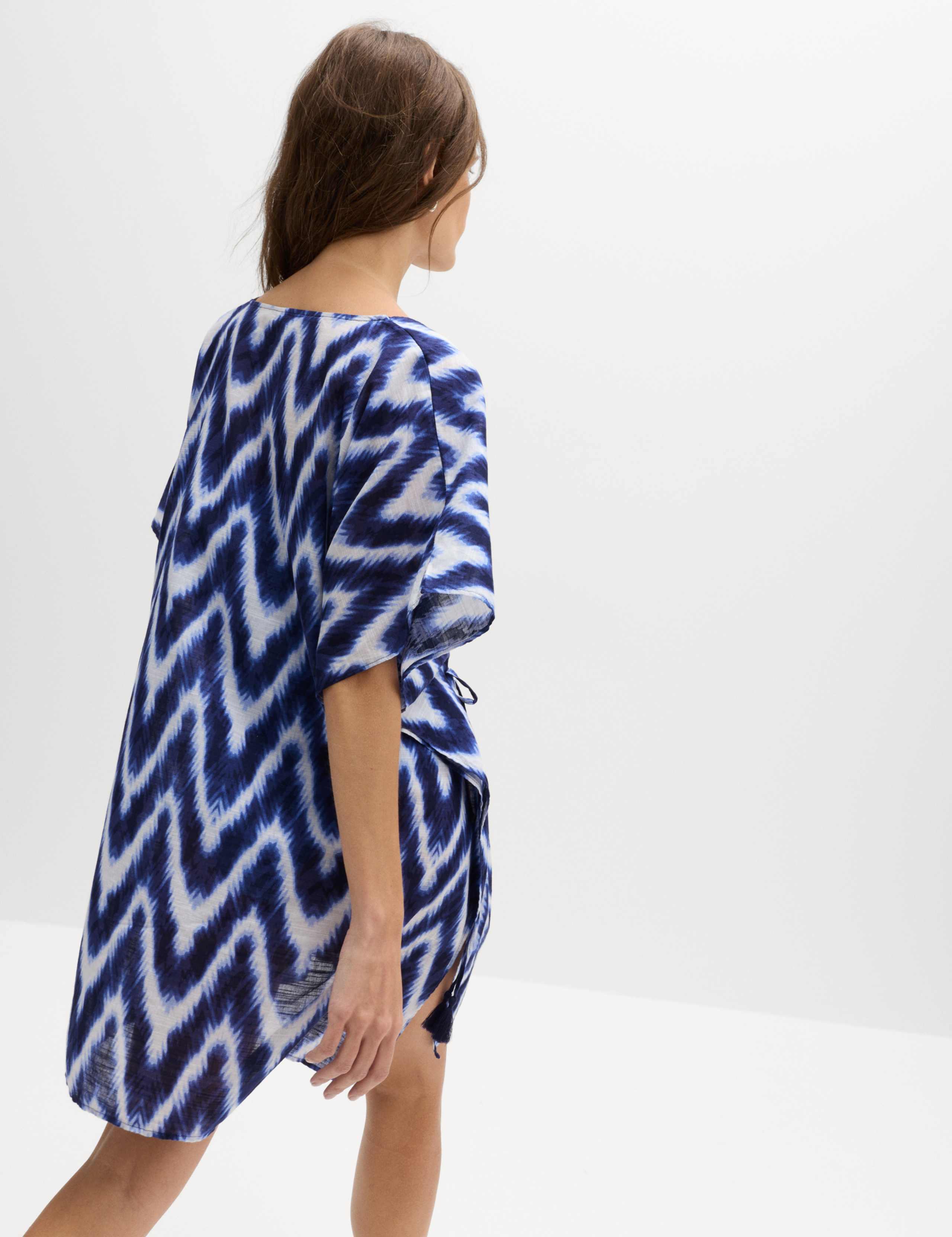 Pure Cotton Printed V-Neck Mini Kaftan Dress 5 of 6