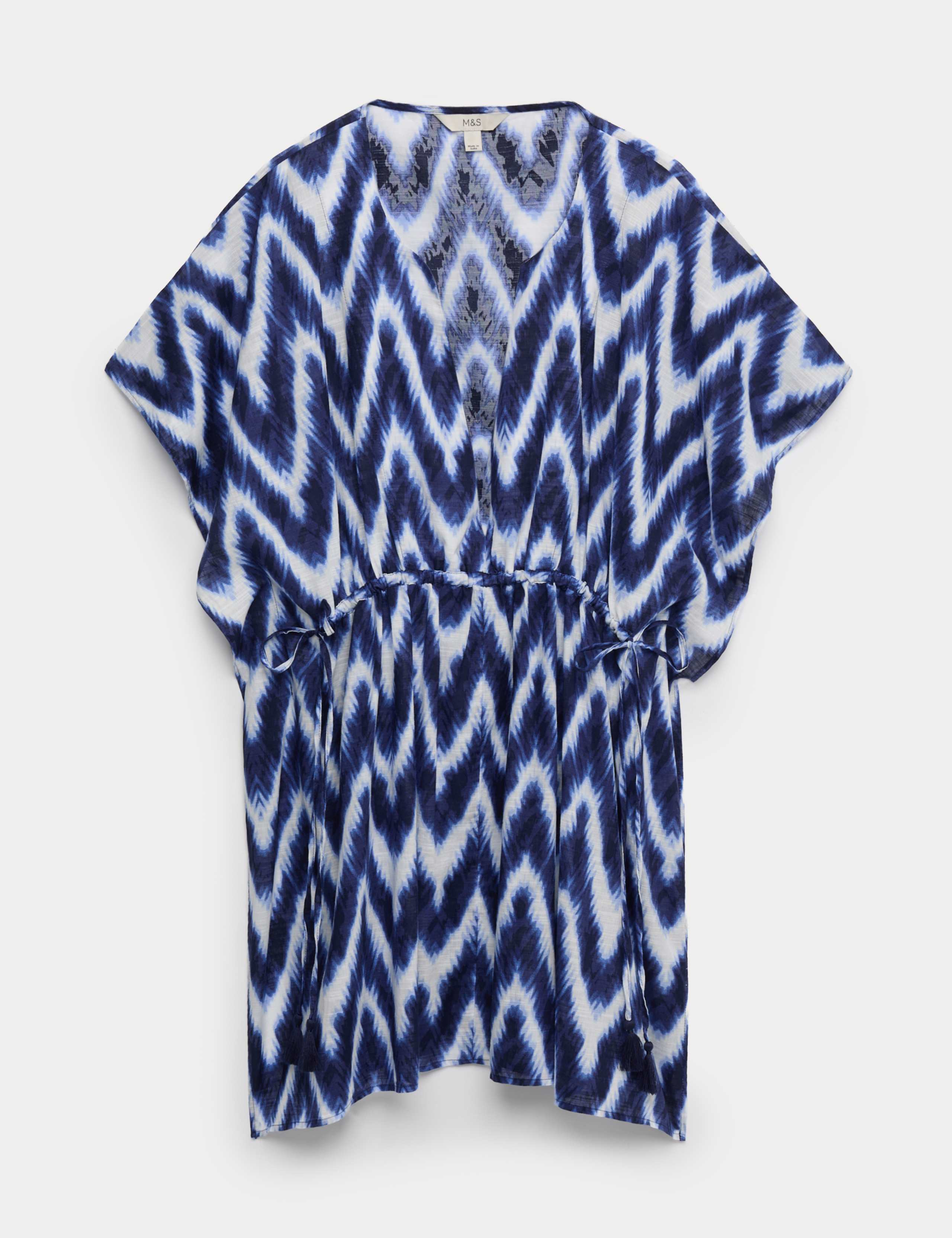 Pure Cotton Printed V-Neck Mini Kaftan Dress 1 of 1