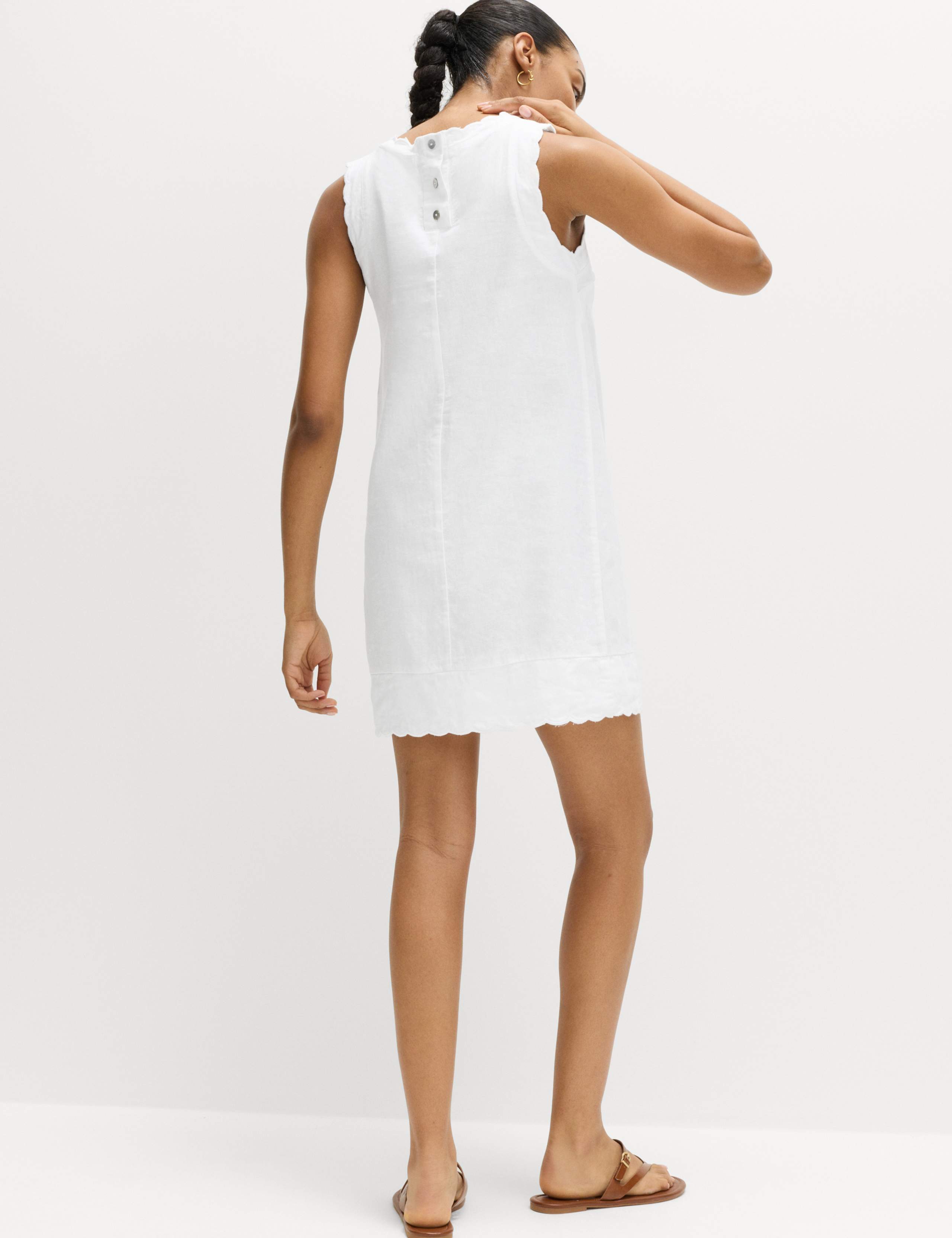 Linen Rich Scallop Mini Shift Dress 6 of 6