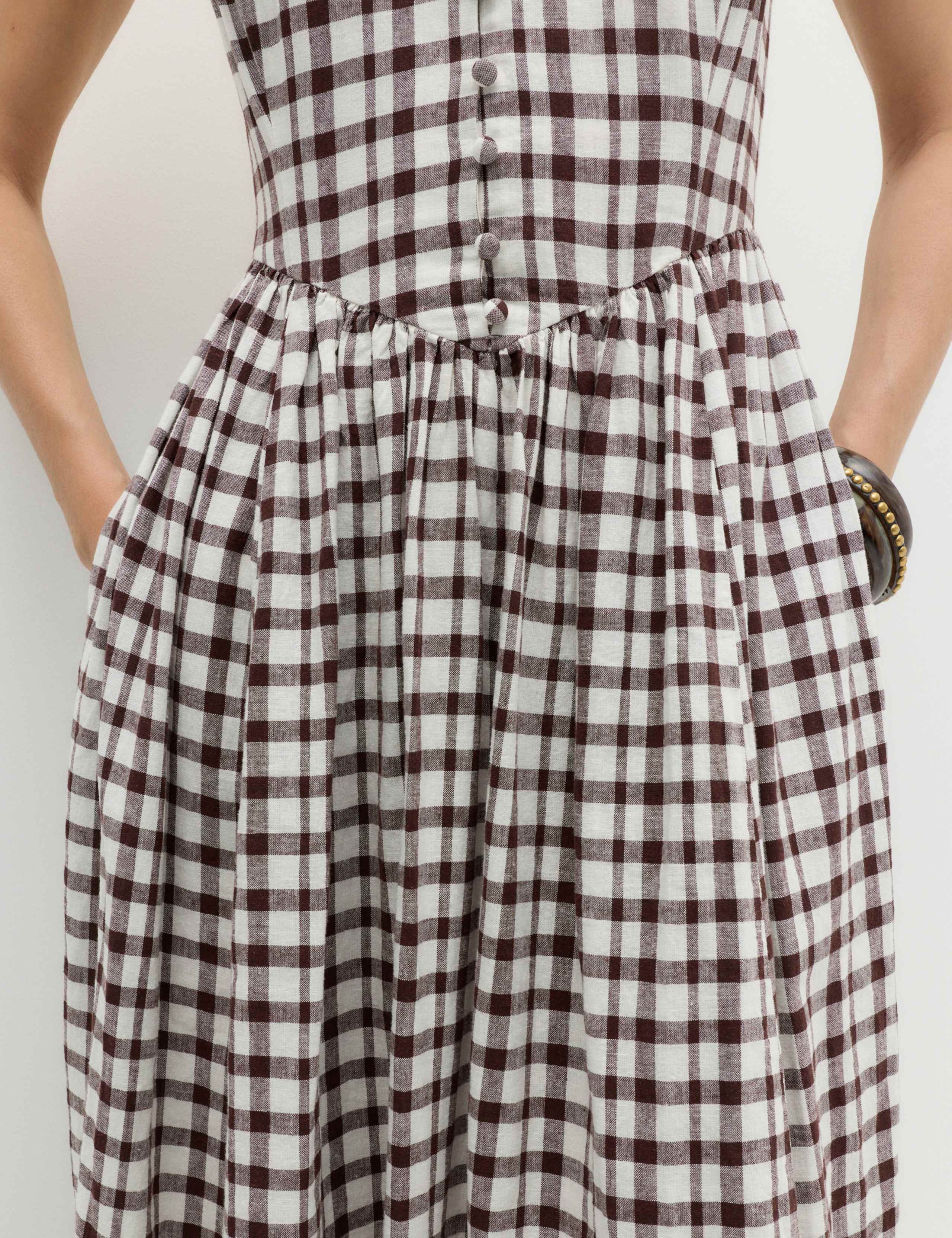 Linen Rich Printed Scoop Neck Corset Dress 4 of 7
