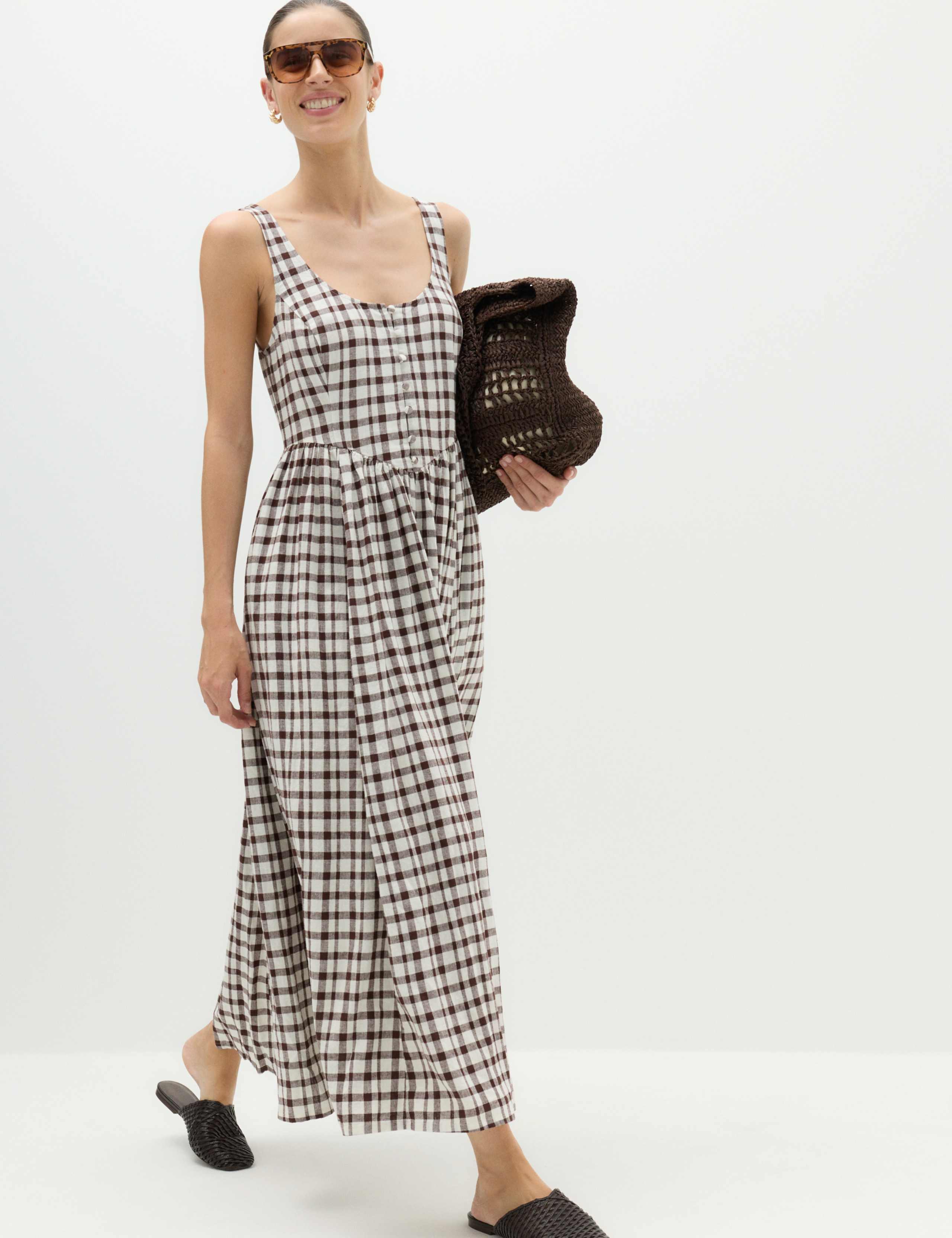 Linen Rich Printed Scoop Neck Corset Dress 7 of 7