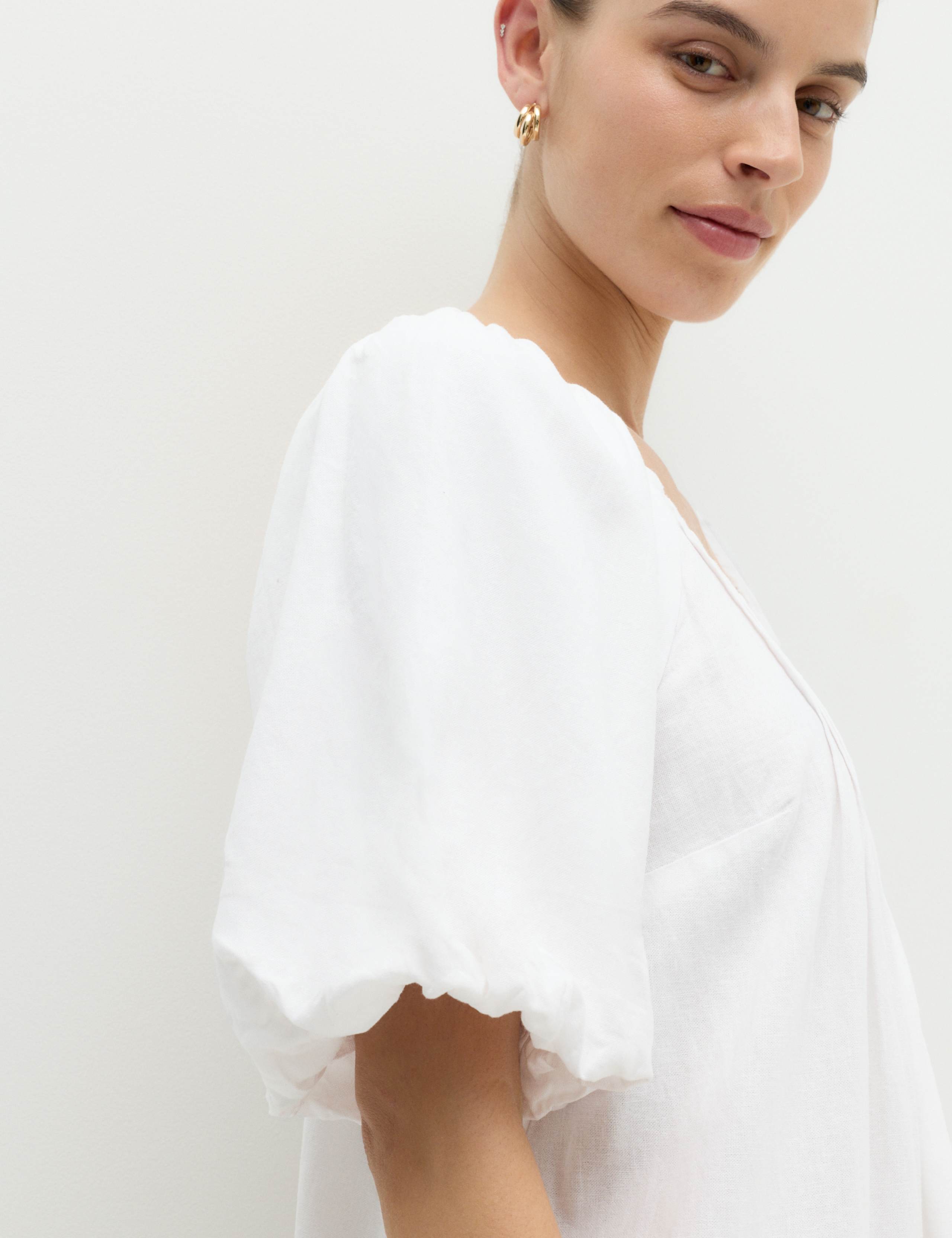 Linen Rich Puff Sleeve Mini Smock Dress 5 of 5