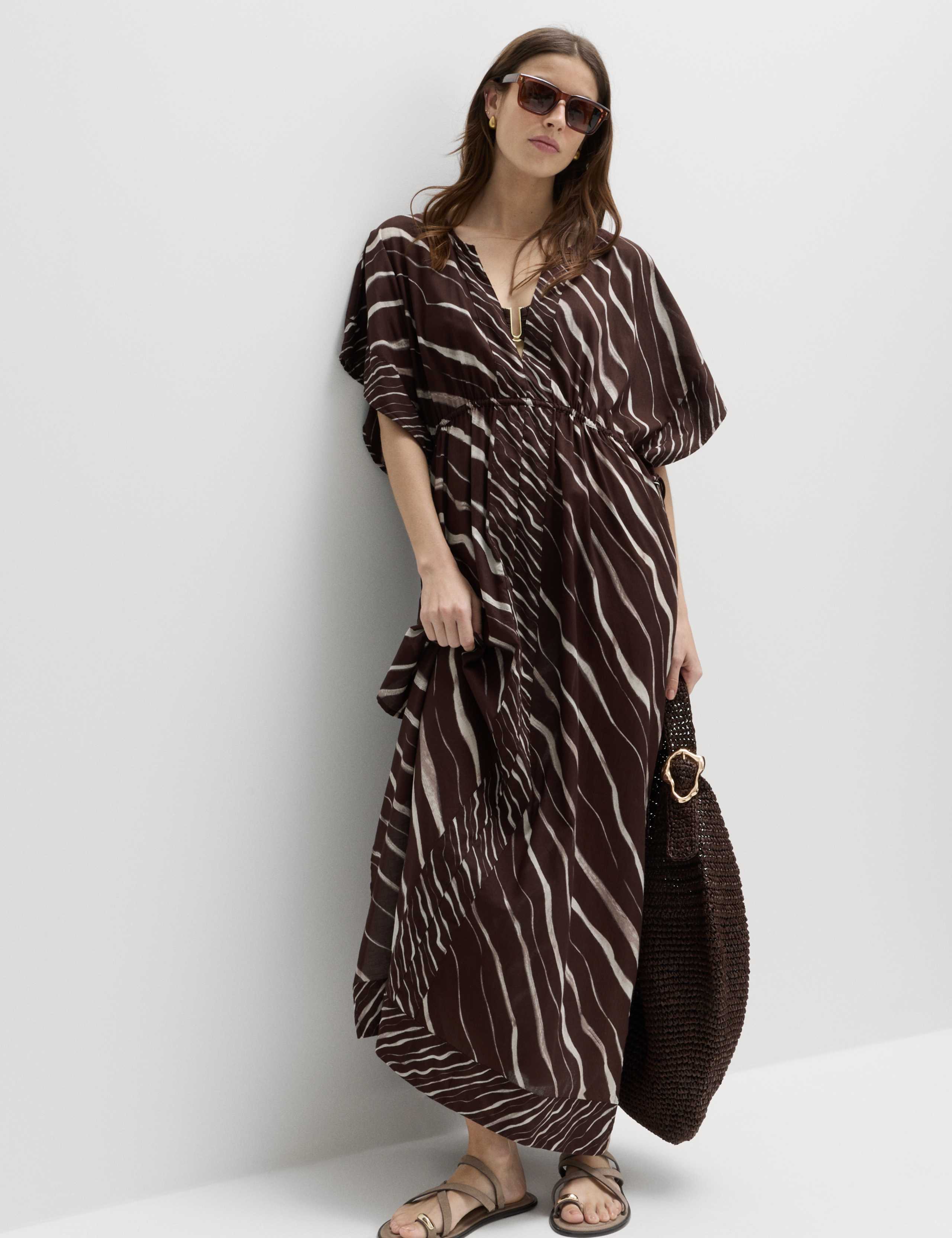 Pure Cotton Animal Print Maxi Kaftan 1 of 6