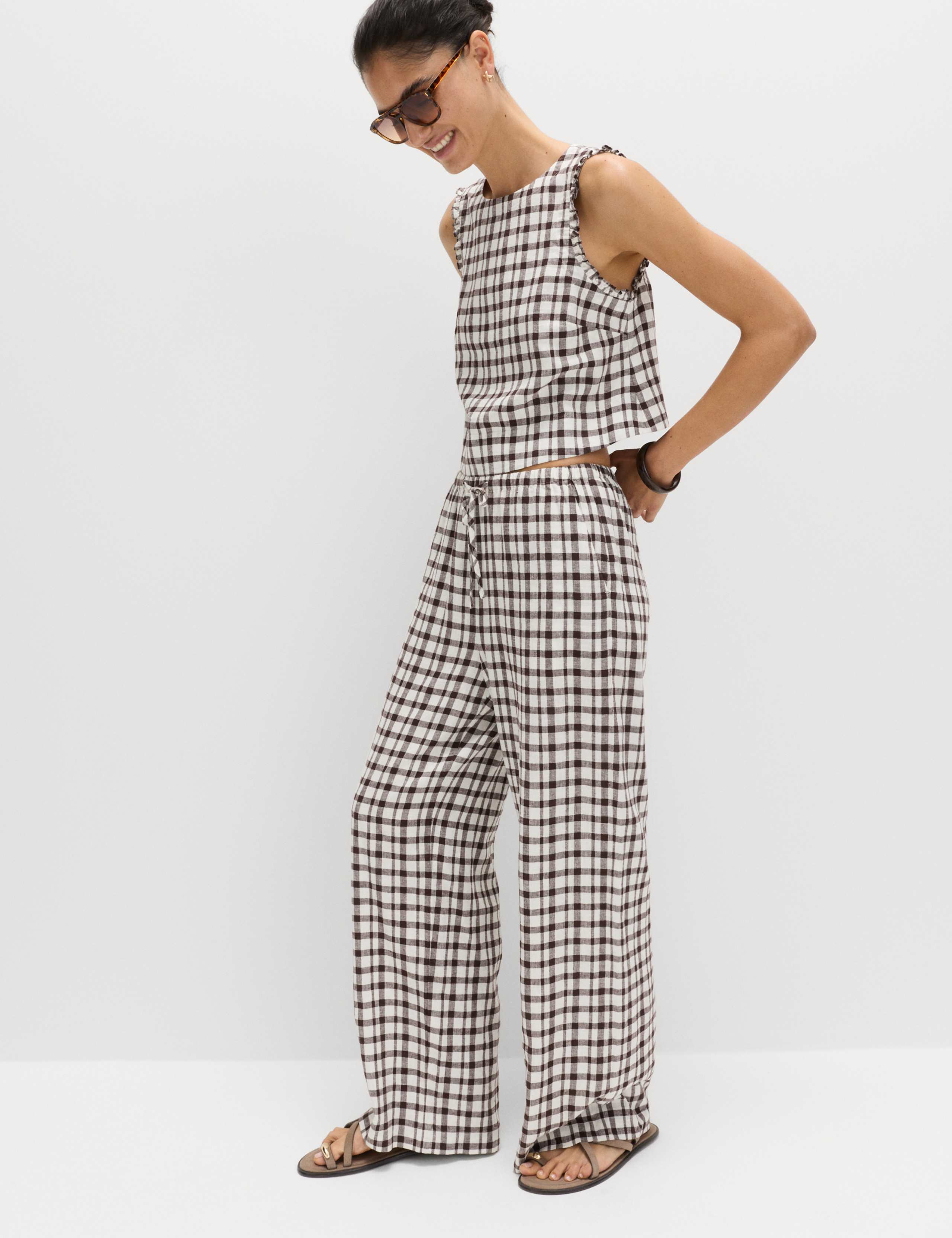 Linen Rich Gingham Vest Top 3 of 6