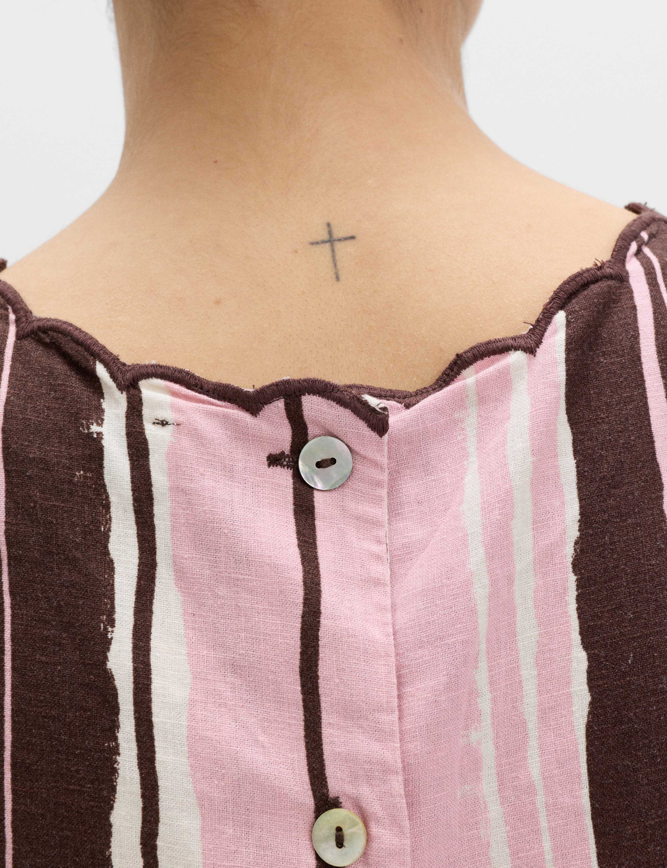 Linen Rich Striped High Neck Vest Top 4 of 5