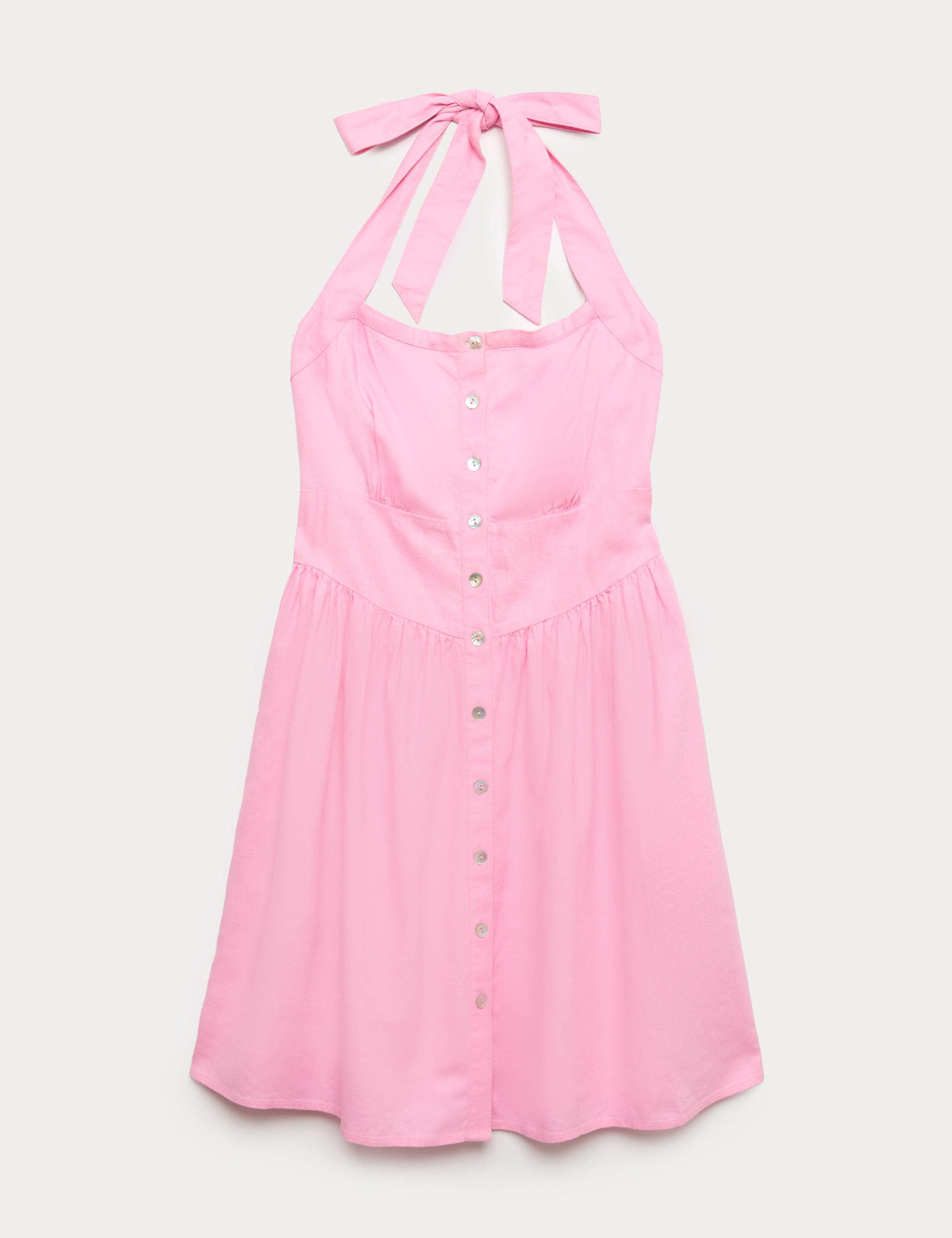 Linen Rich Halter Neck Mini Dress 2 of 6