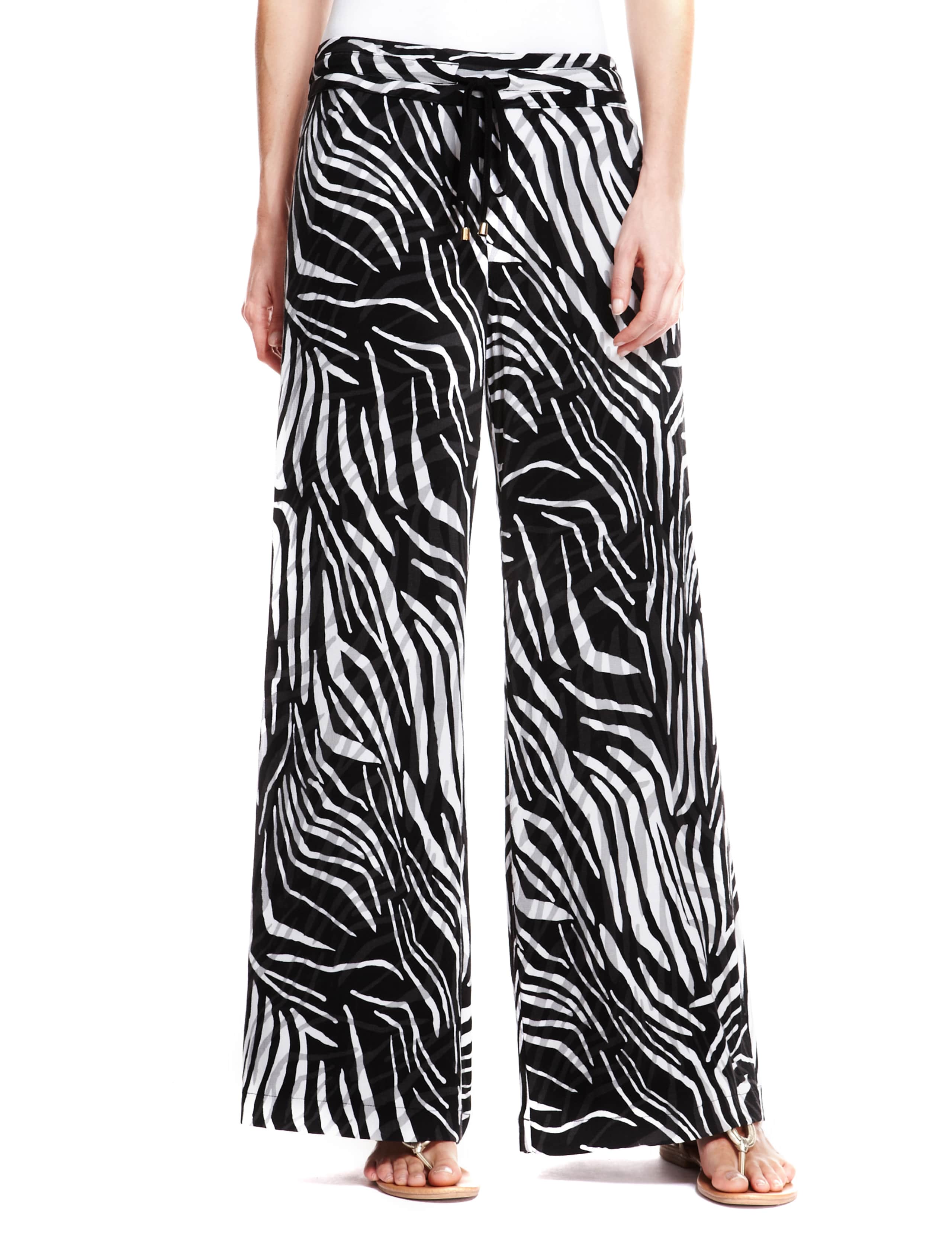 Wide Leg Zebra Print Trousers 1 of 5
