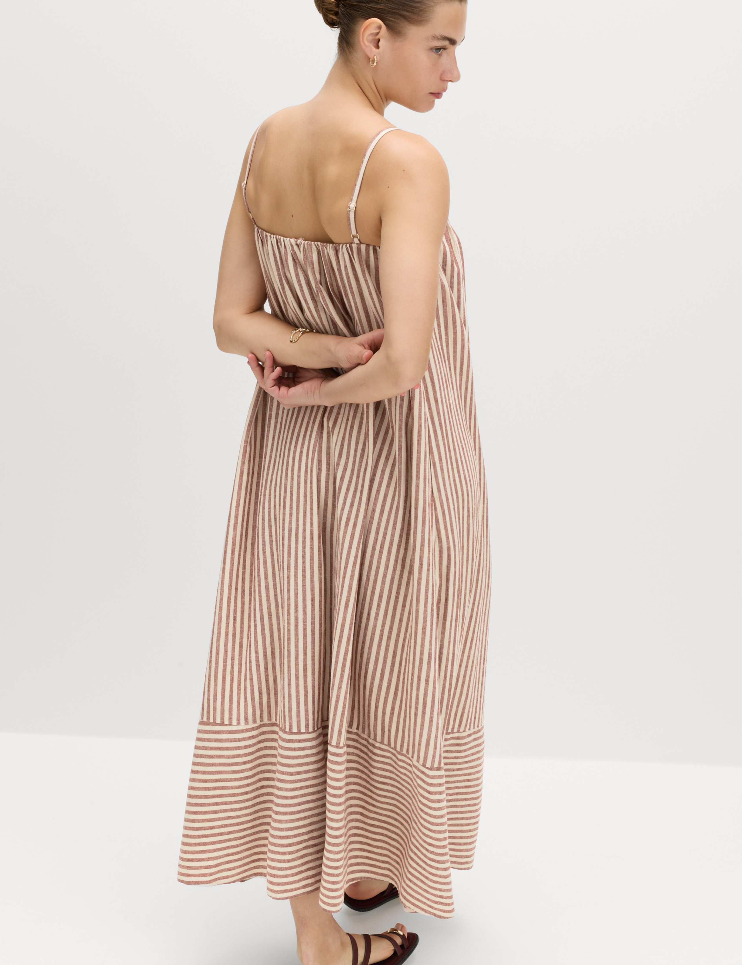Linen Rich Striped Maxi Slip Dress 4 of 7