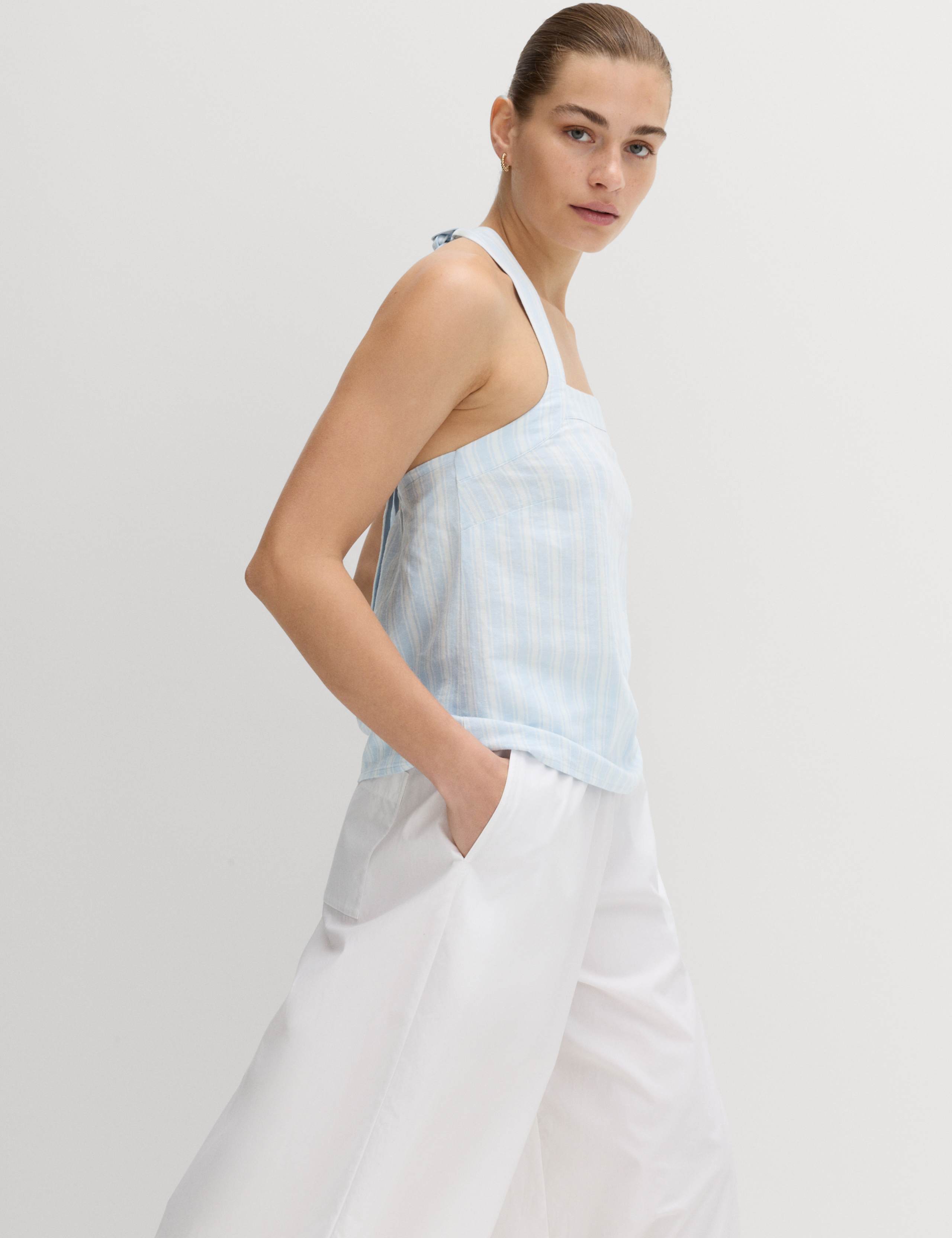 Linen Rich Printed Halter Neck Top 1 of 5