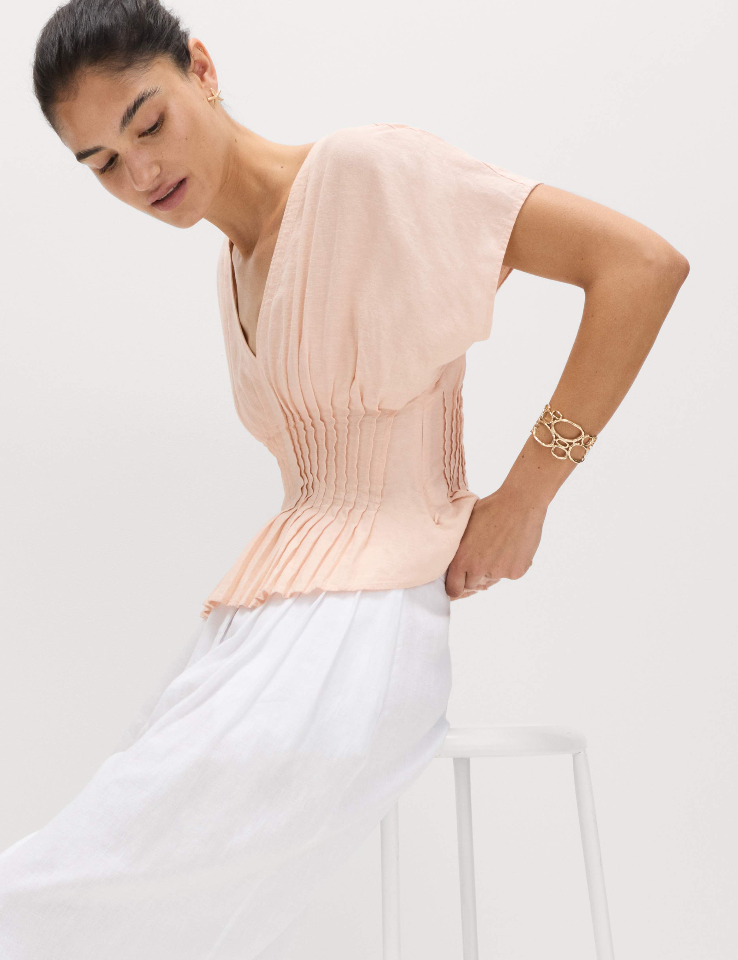 Linen Rich Seam Detail Waisted Top 6 of 6