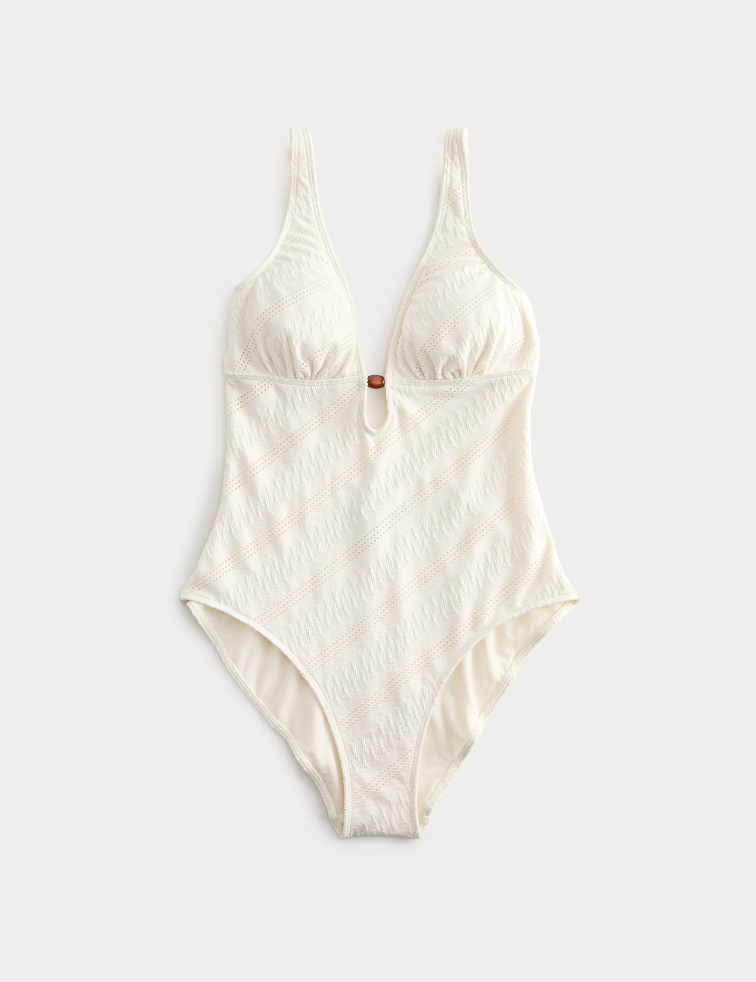 Textured Padded Bead Detail Plunge Swimsuit 2 of 4