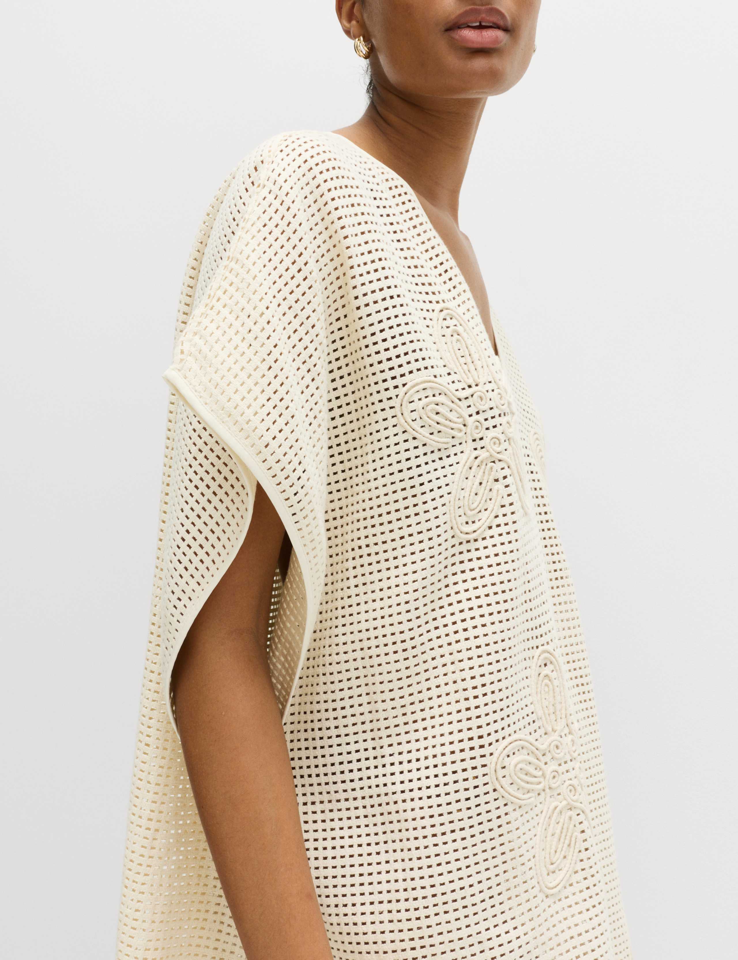 Pure Cotton Floral Detail Mini Kaftan 4 of 6