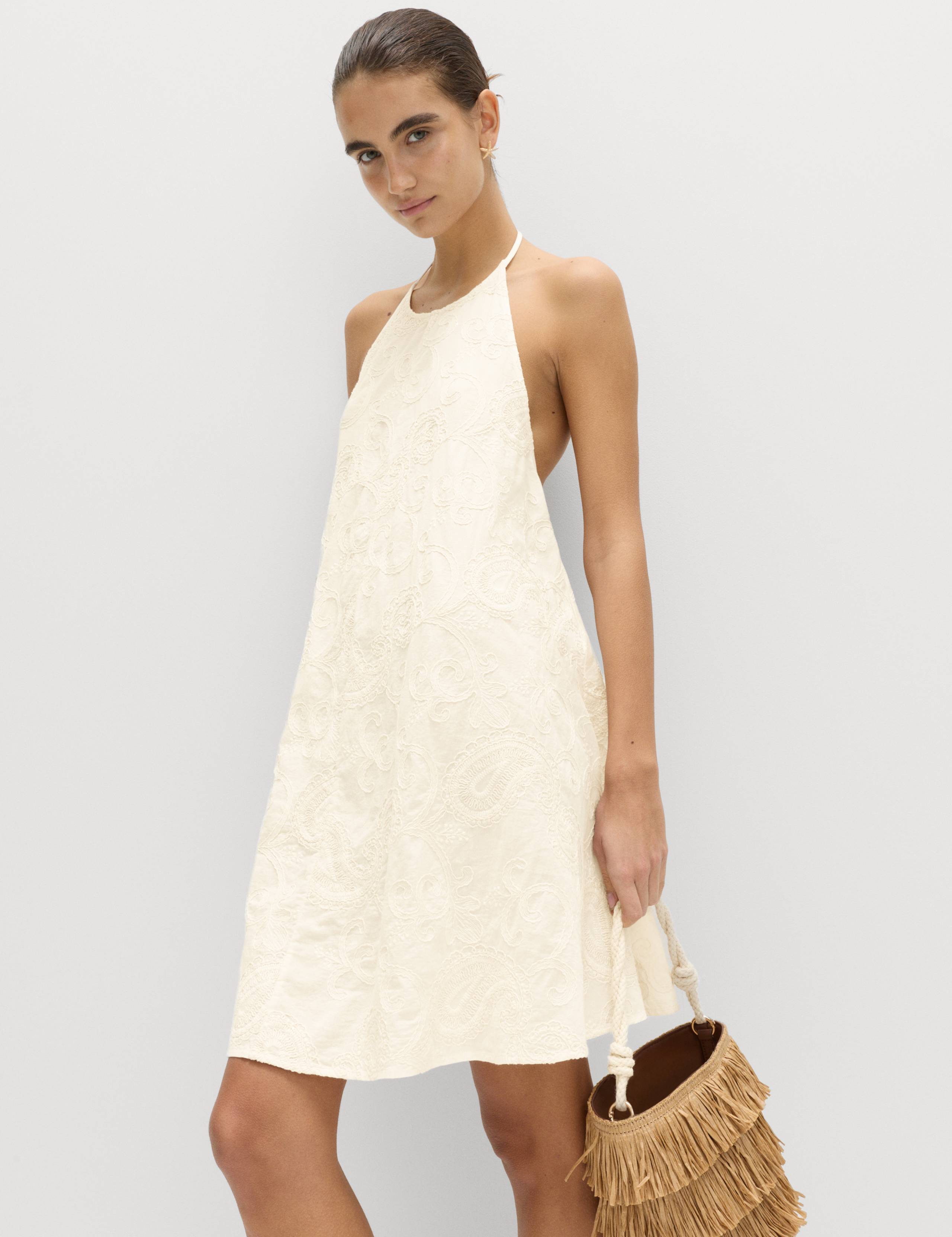 Paisley Embroidered Mini Beach Dress 5 of 7