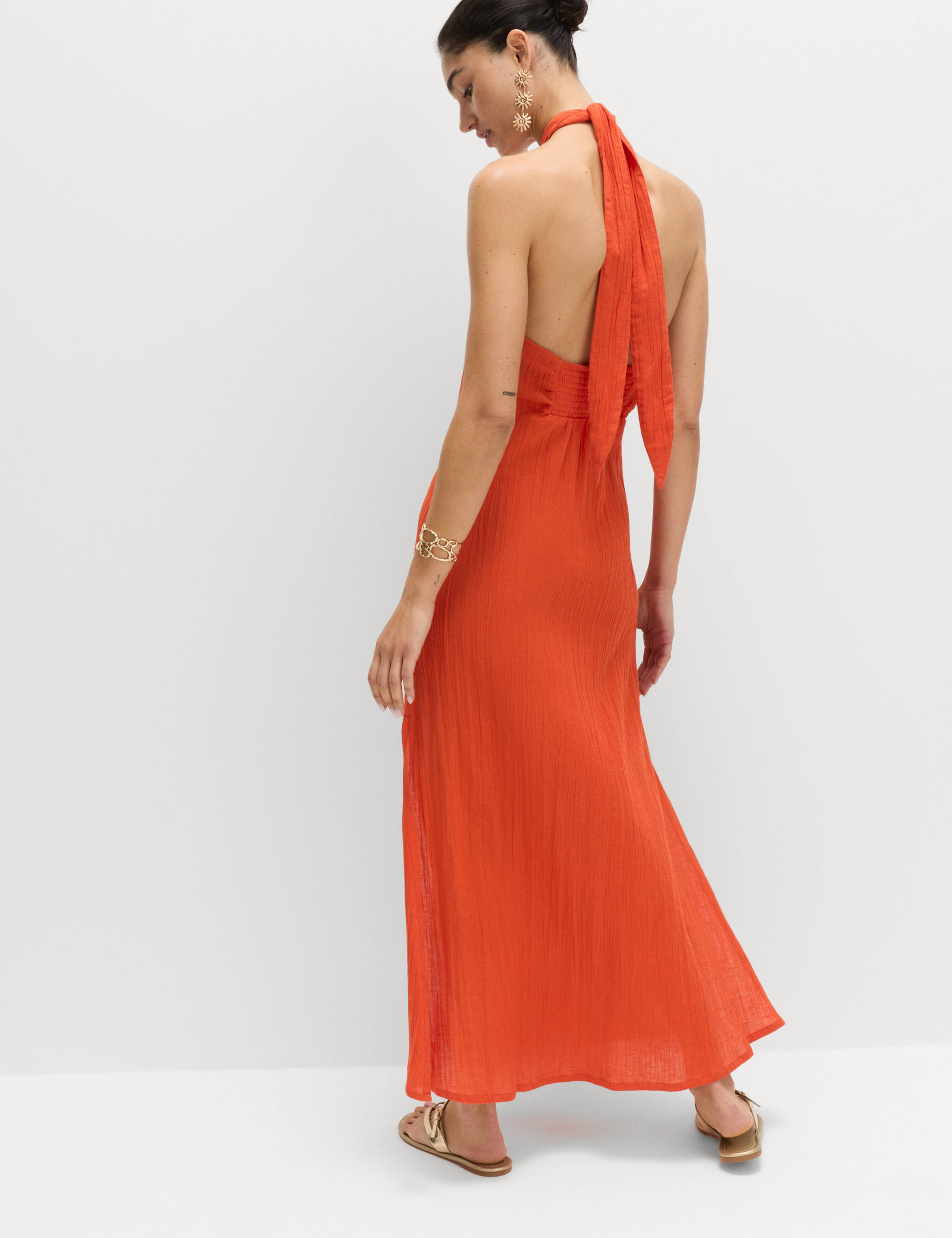 Halter Neck Bead Detail Maxi Beach Dress 5 of 7