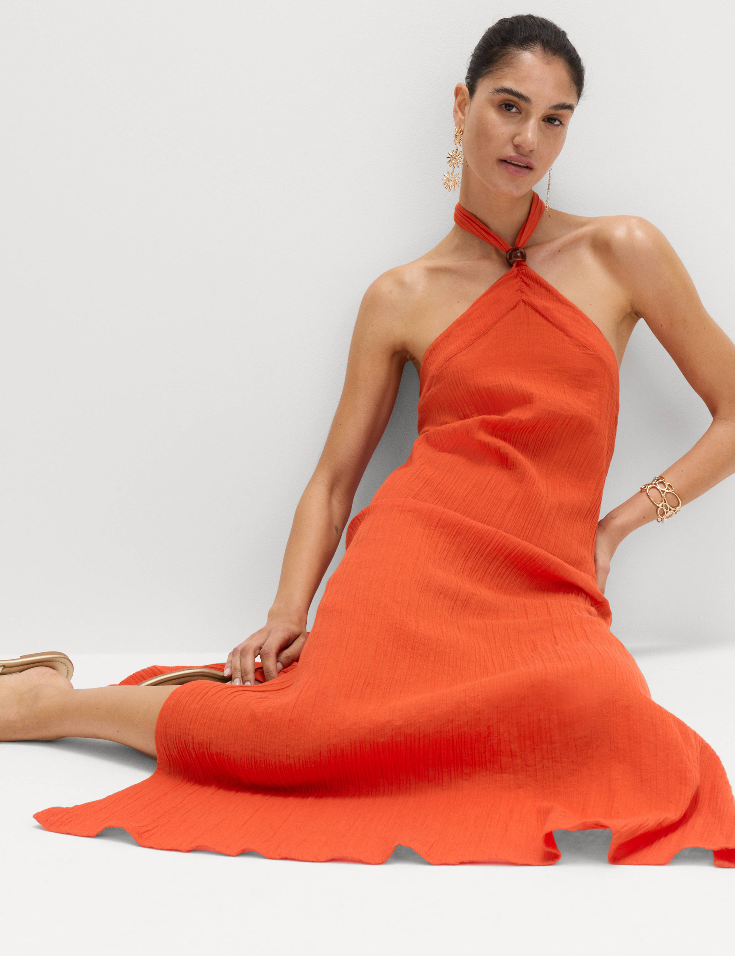 Halter Neck Bead Detail Maxi Beach Dress 7 of 7