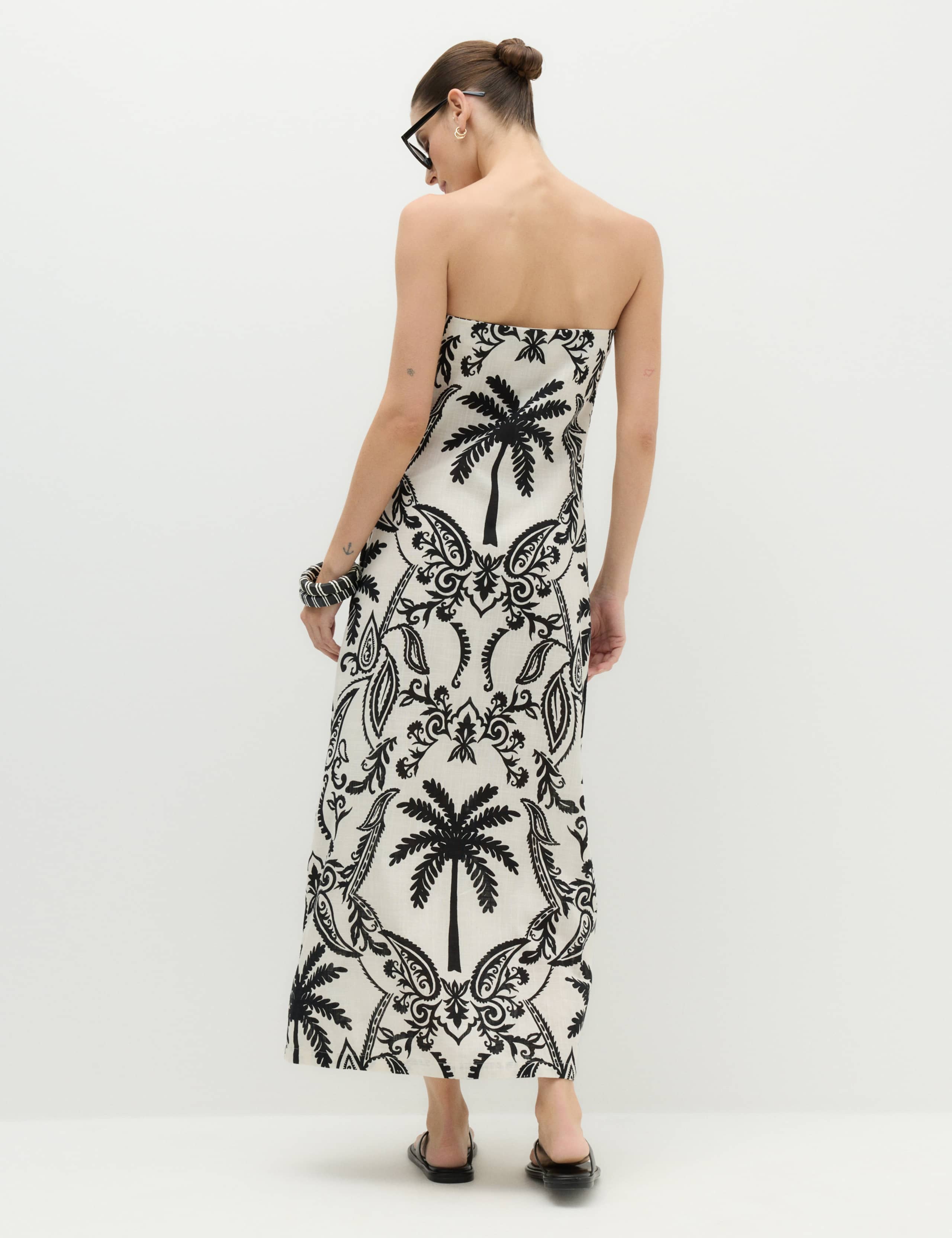 Pure Cotton Printed Midi Bandeau Dress 4 of 6