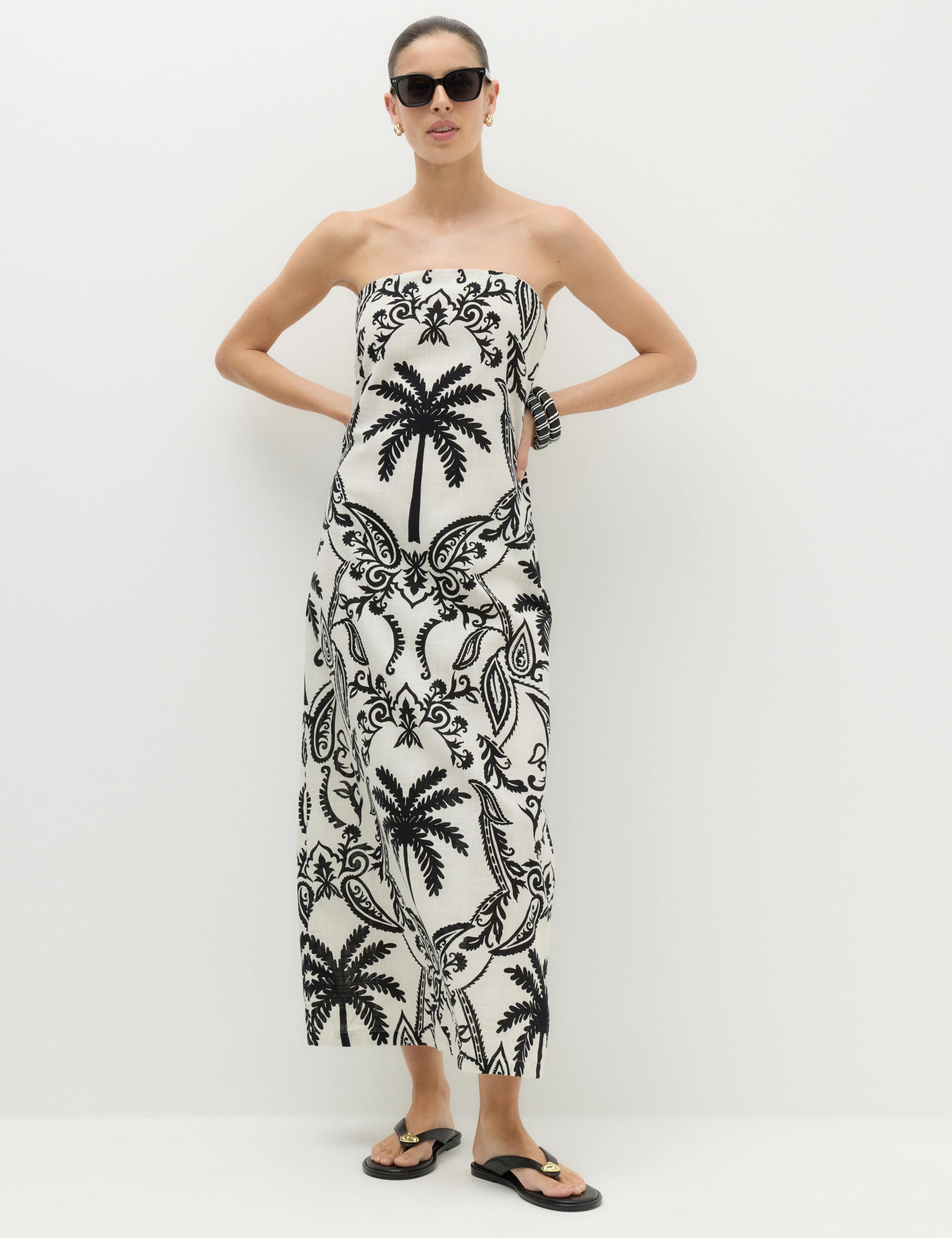 Pure Cotton Printed Midi Bandeau Dress 6 of 6