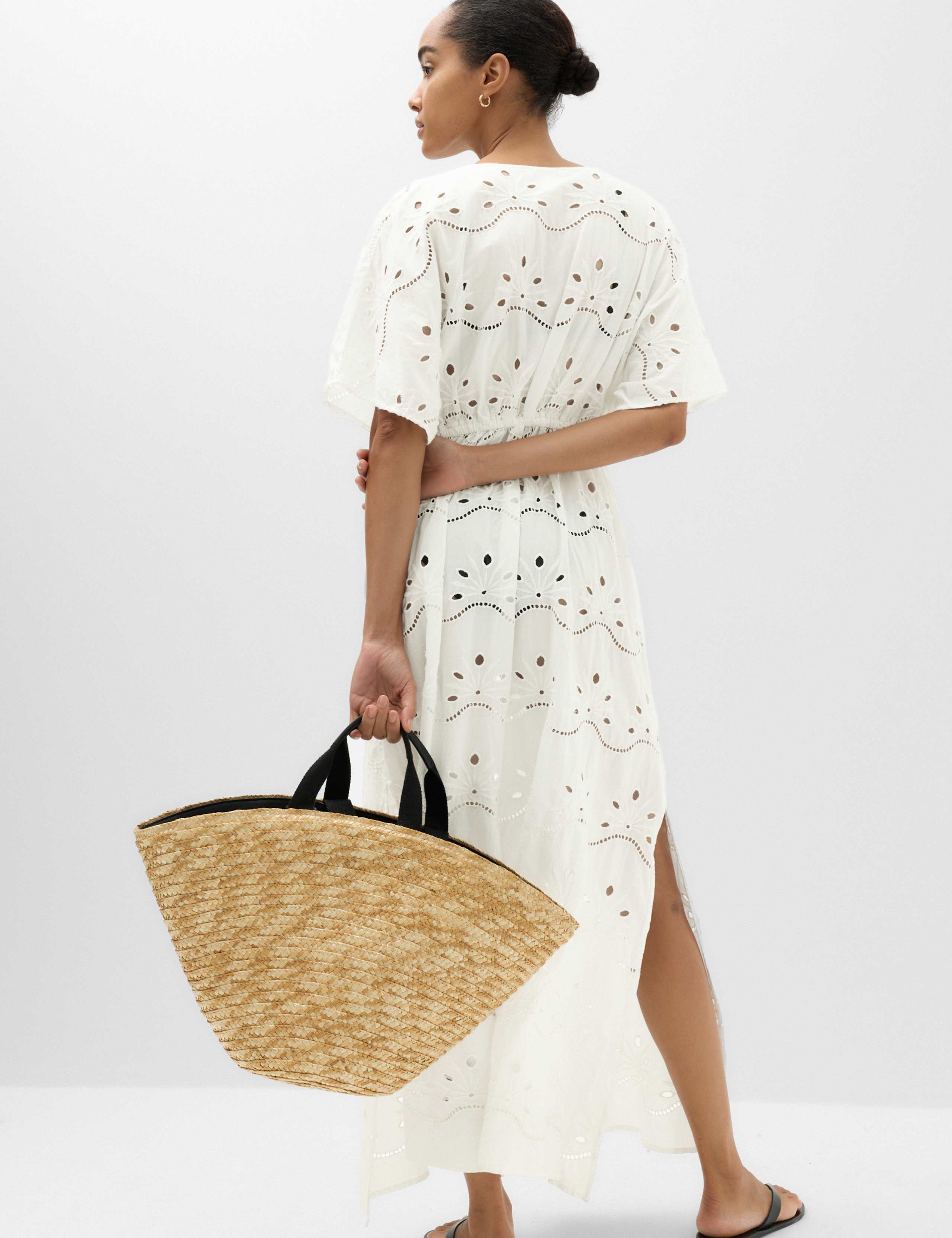 Pure Cotton Cutwork Maxi Kaftan Dress 4 of 6
