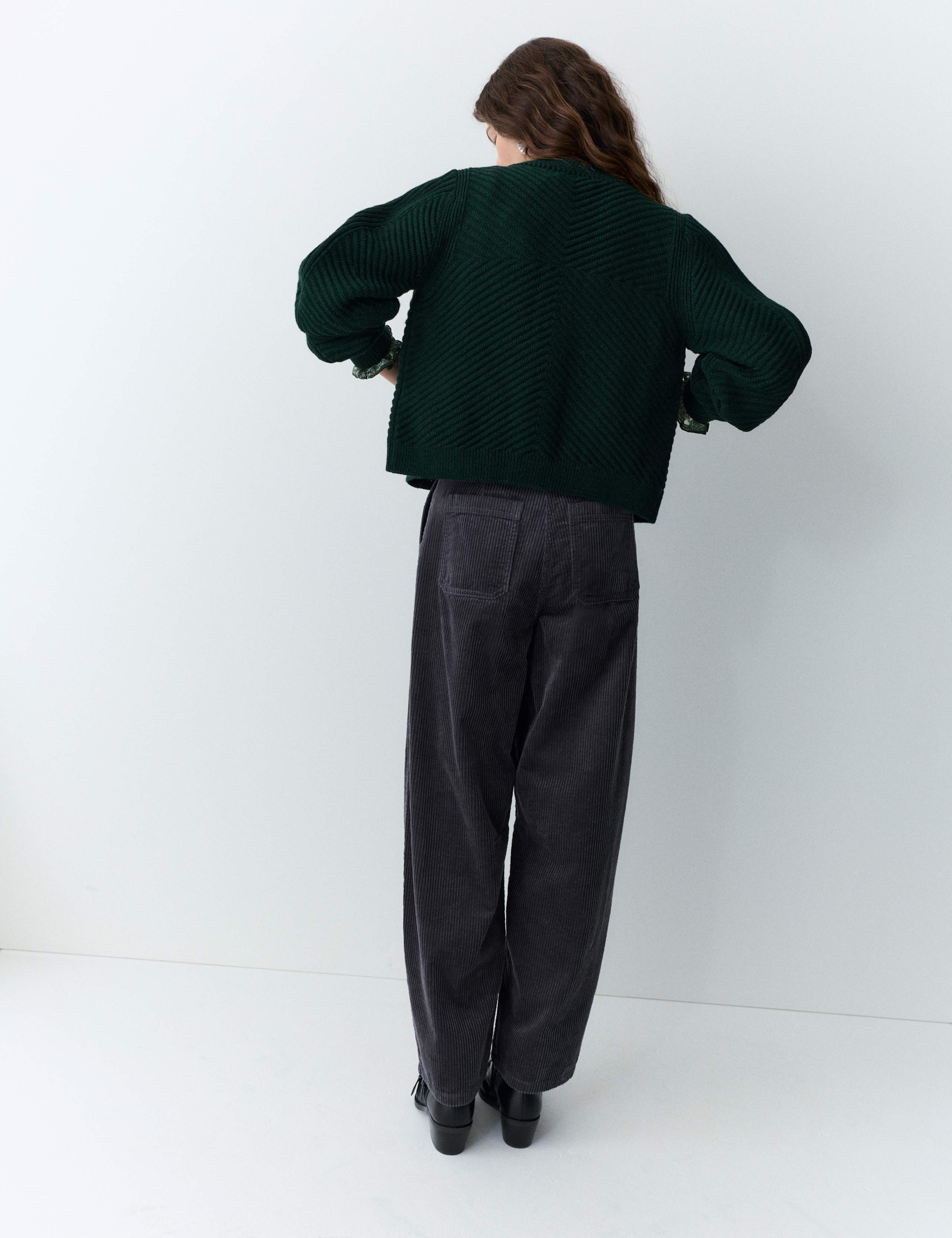 Ribbed Balloon Sleeve Cardigan 4 of 5