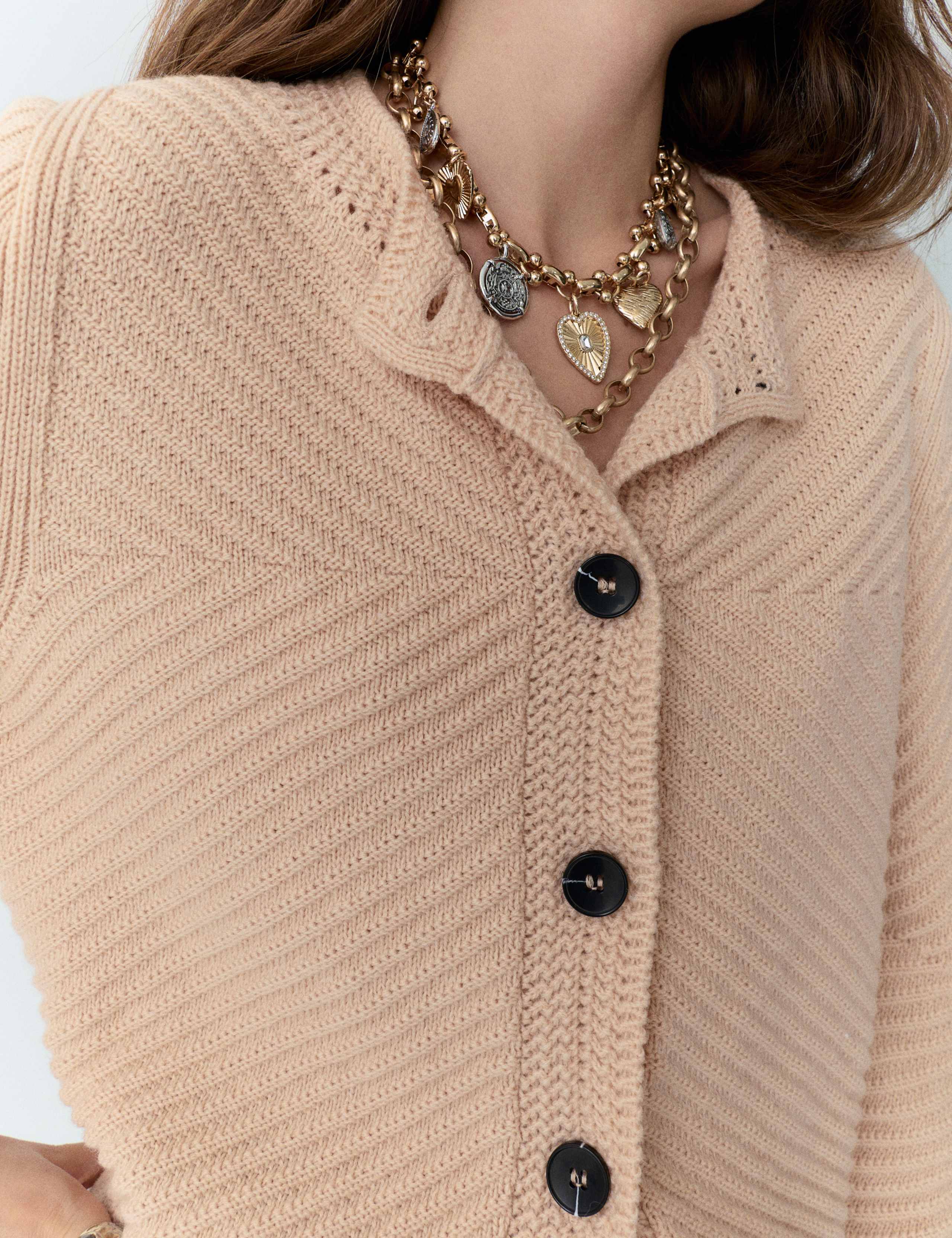 Ribbed Balloon Sleeve Cardigan 5 of 5