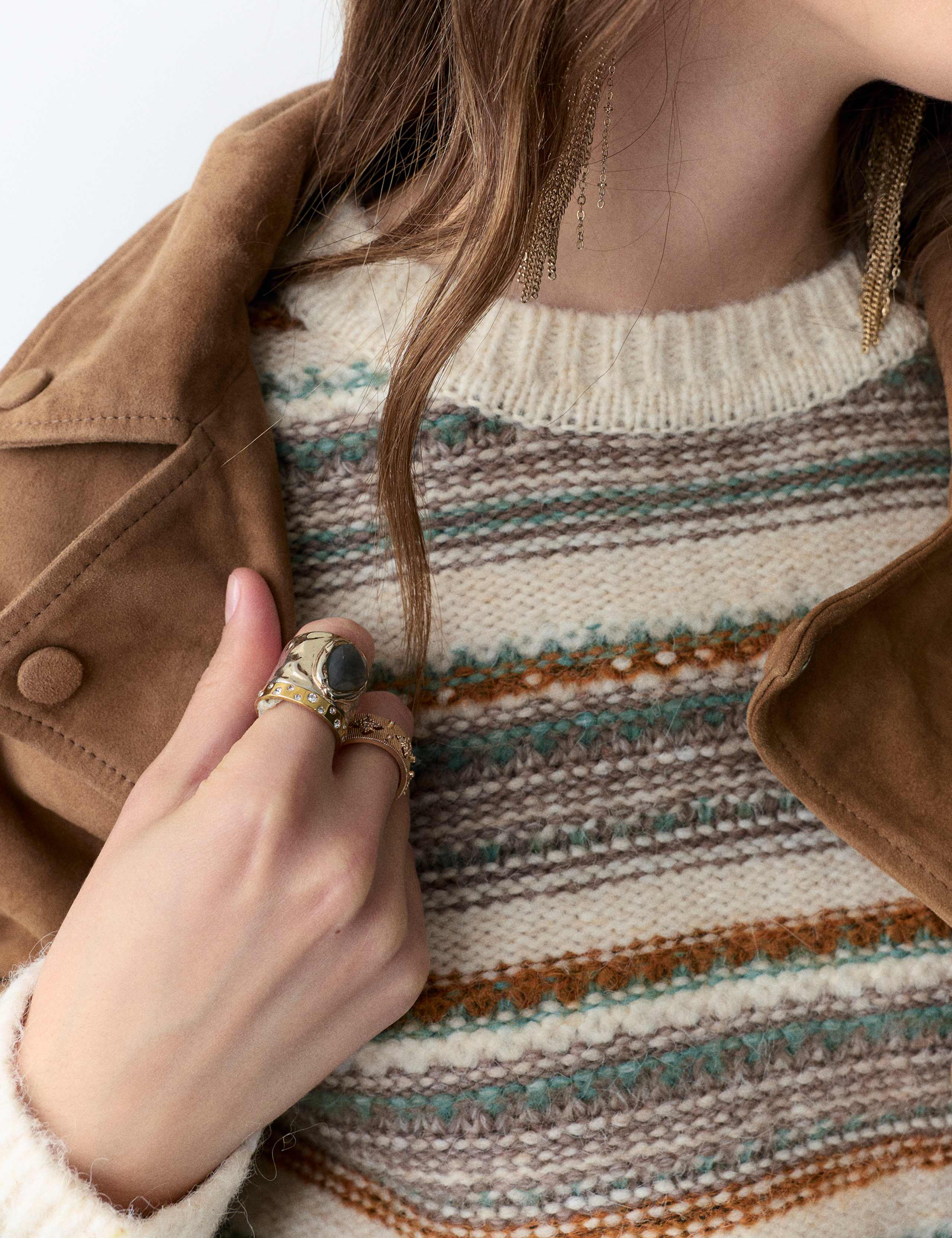 Striped Knitted Crew Neck Relaxed Jumper 5 of 5