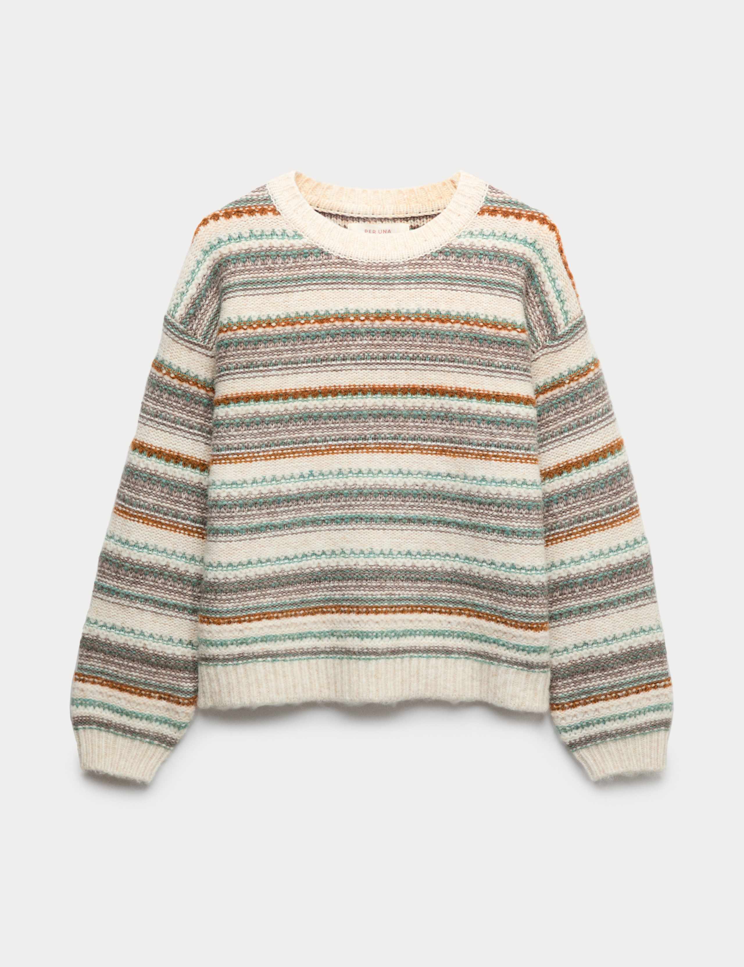 Striped Knitted Crew Neck Relaxed Jumper 2 of 5