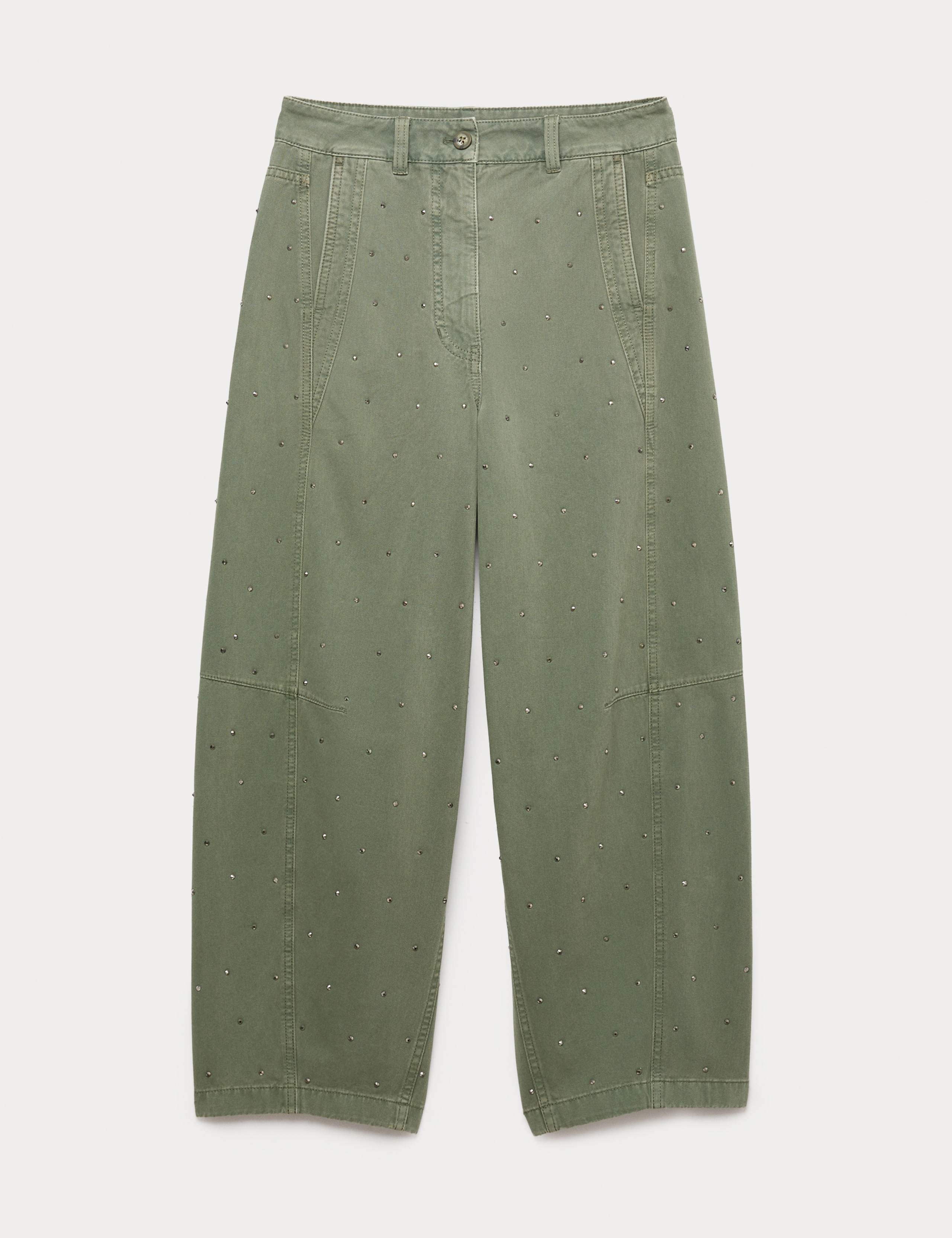 Pure Cotton Twill Studded Barrel Trousers 1 of 1