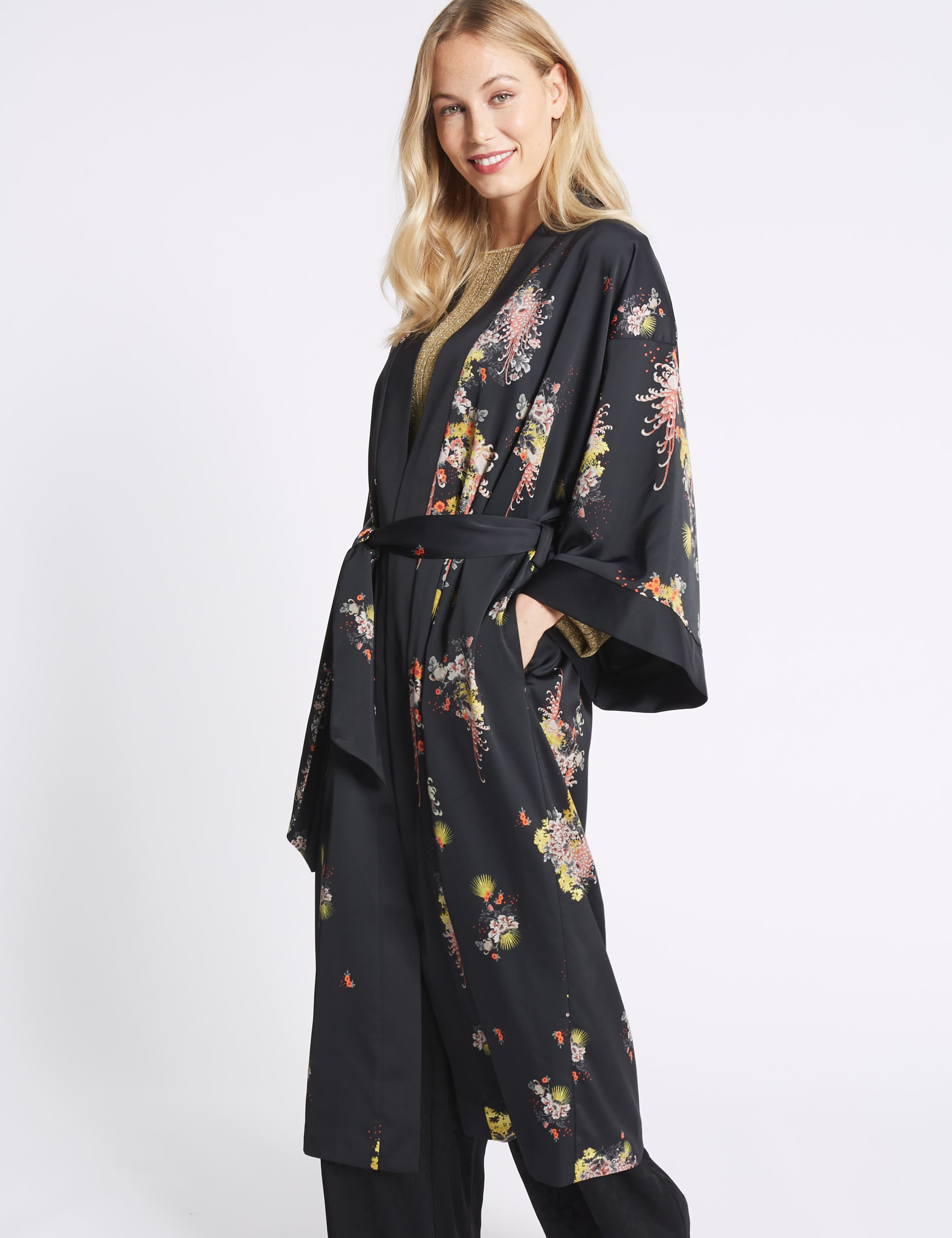 Floral Print Long Sleeve Kimono 3 of 5