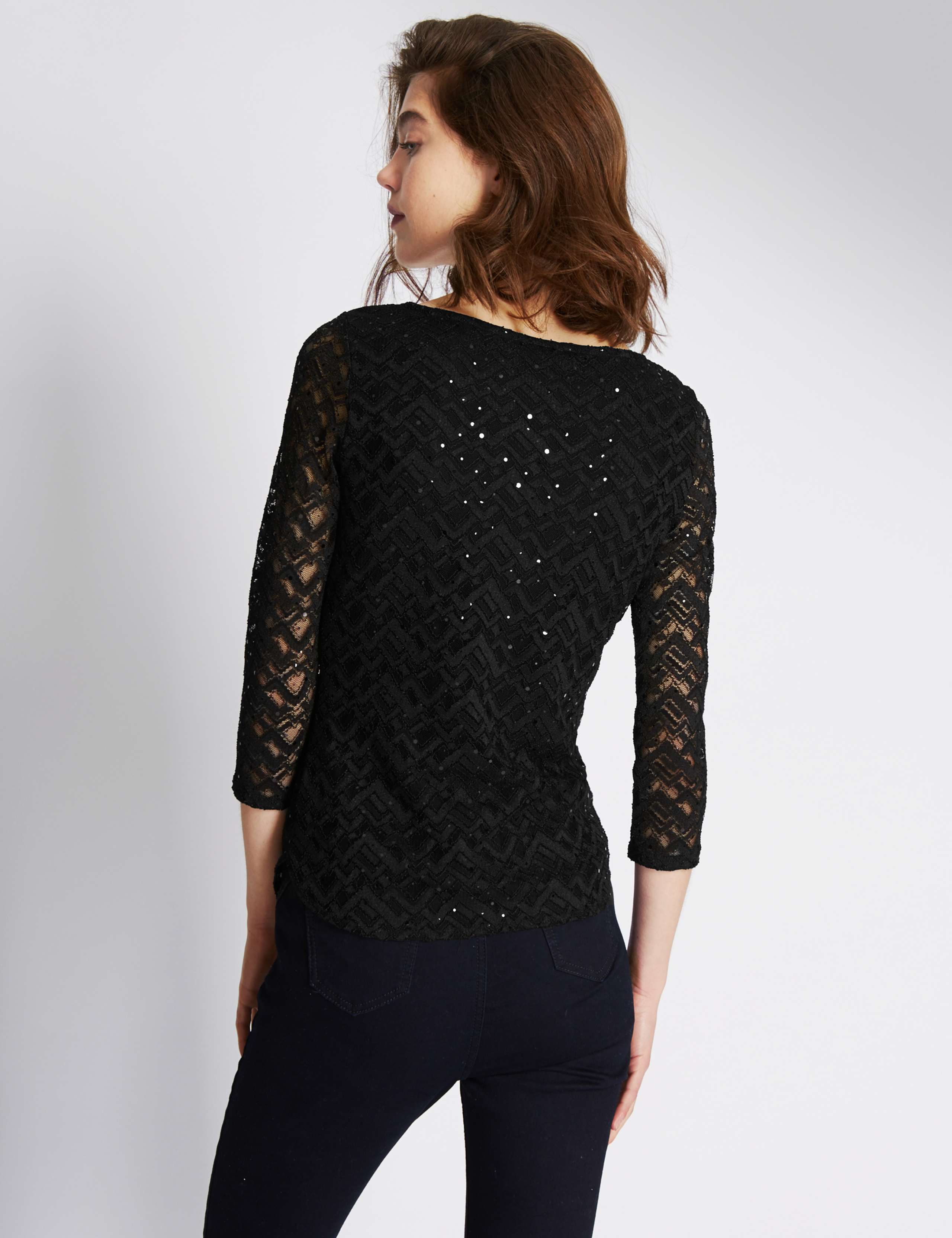 Sequin Embellished Lace Top 3 of 3