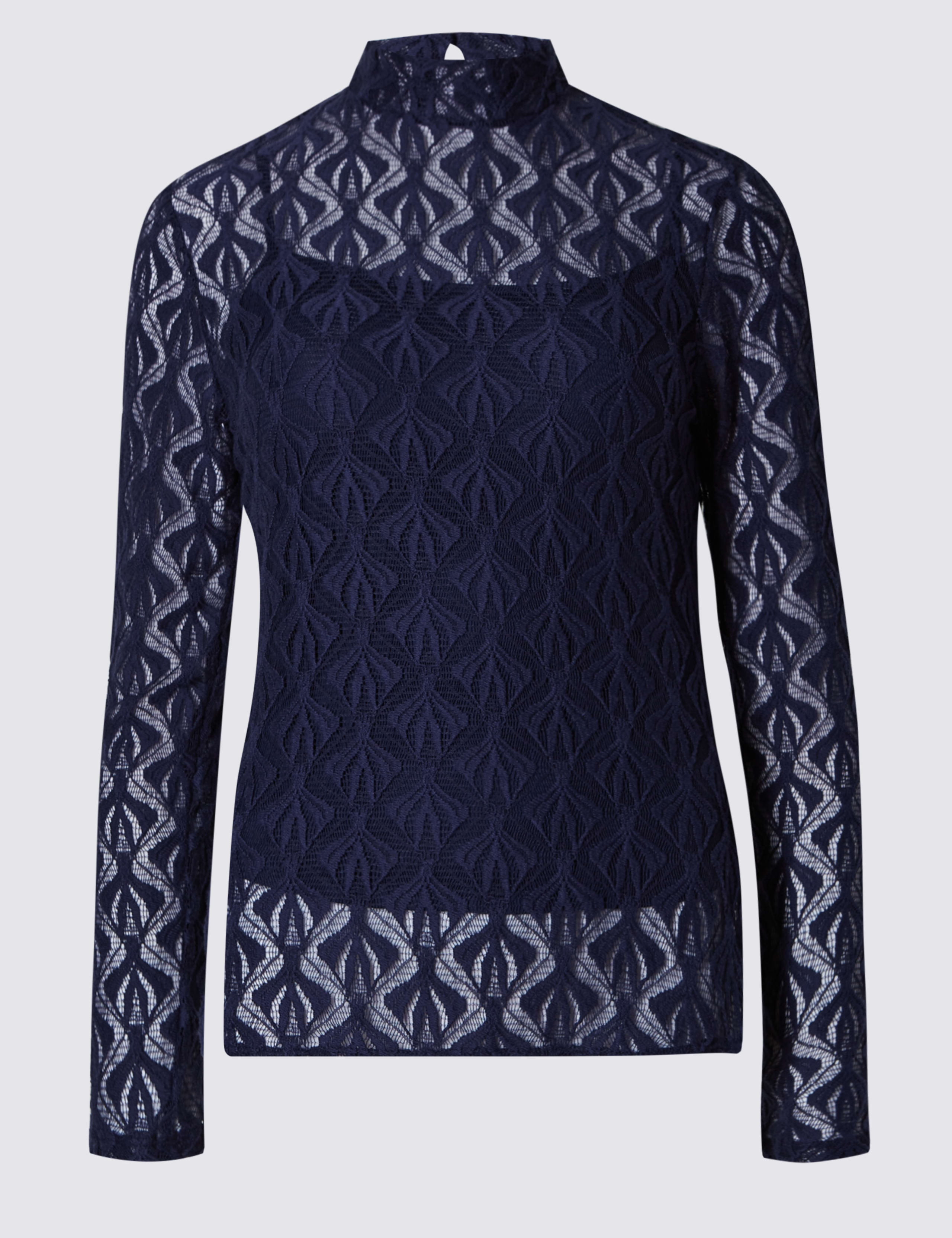 Polo Neck Lace Top 2 of 3