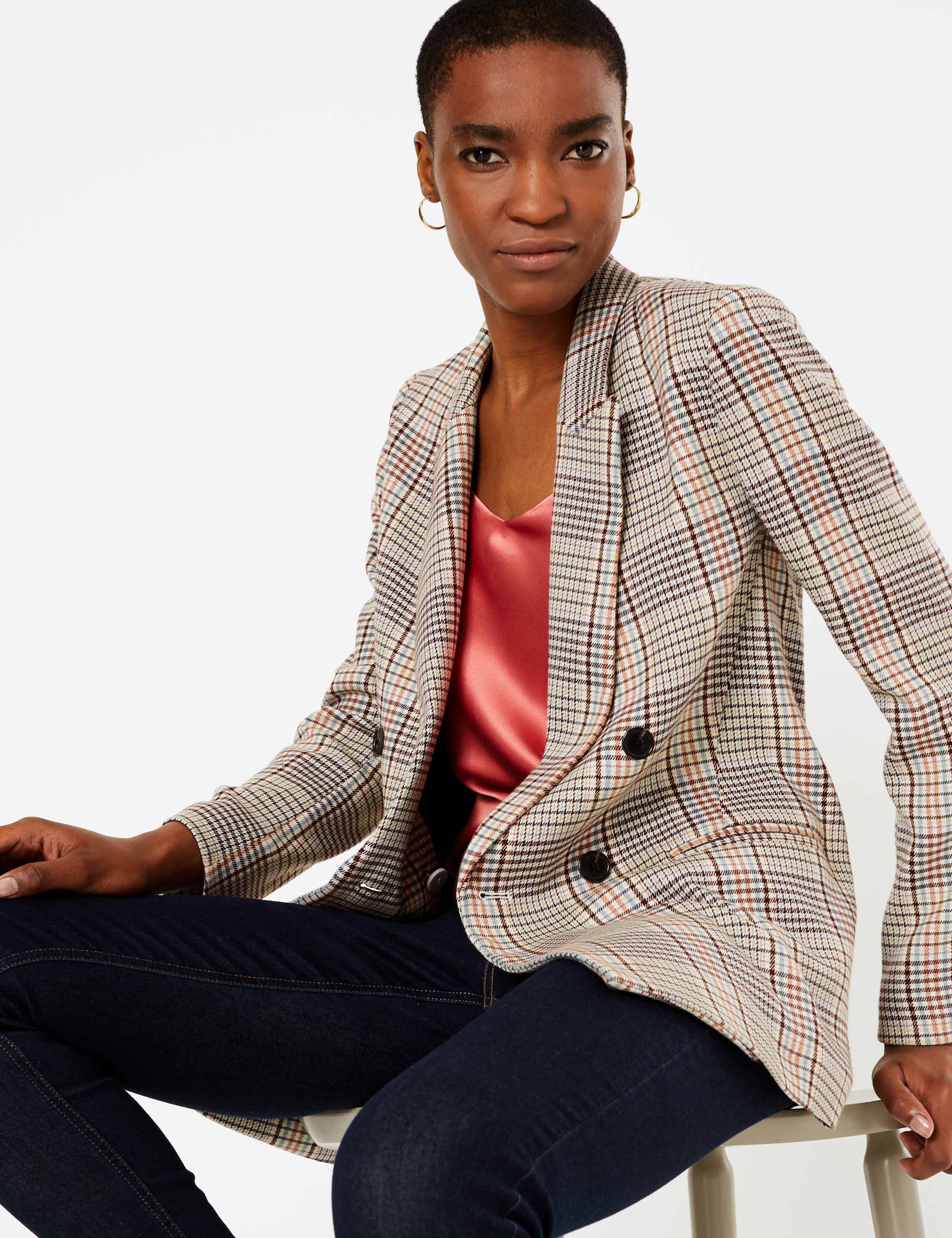 Checked Double Breasted Blazer 3 of 5