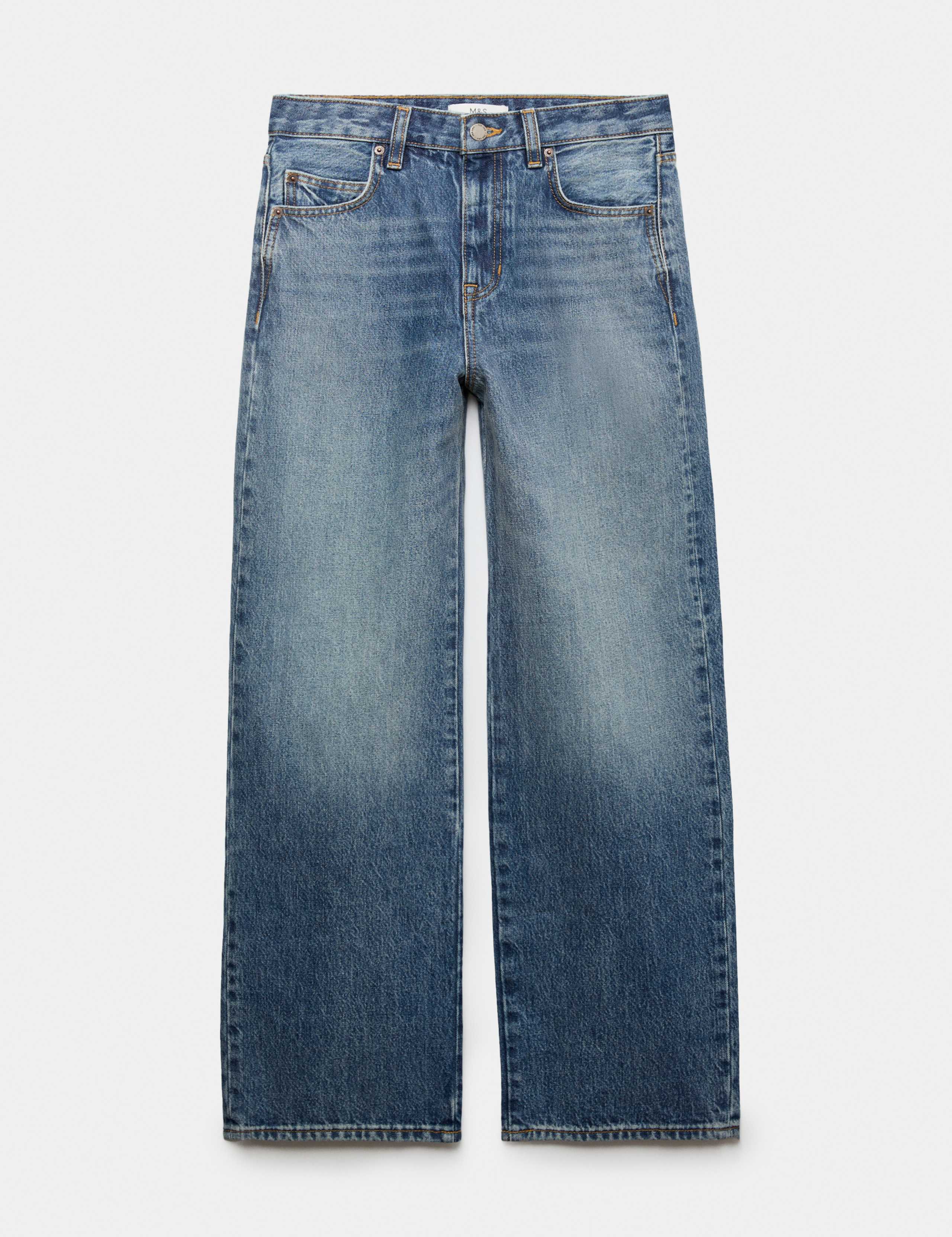 Distressed Mid Rise Straight Leg Jean 2 of 6
