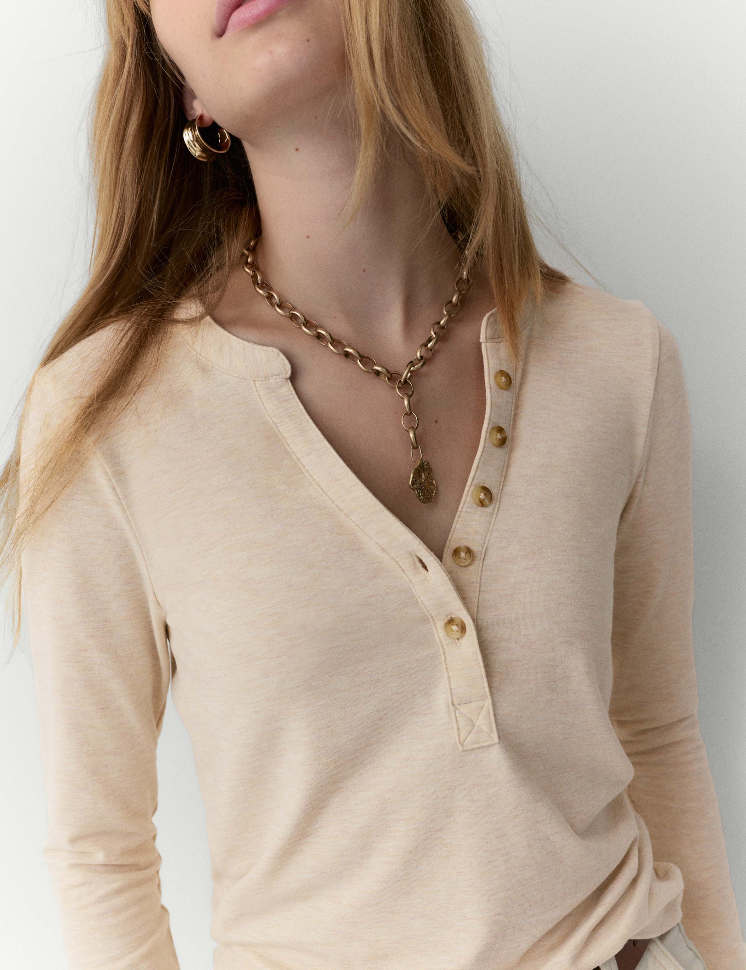 Marled Jersey Henley Top 3 of 5