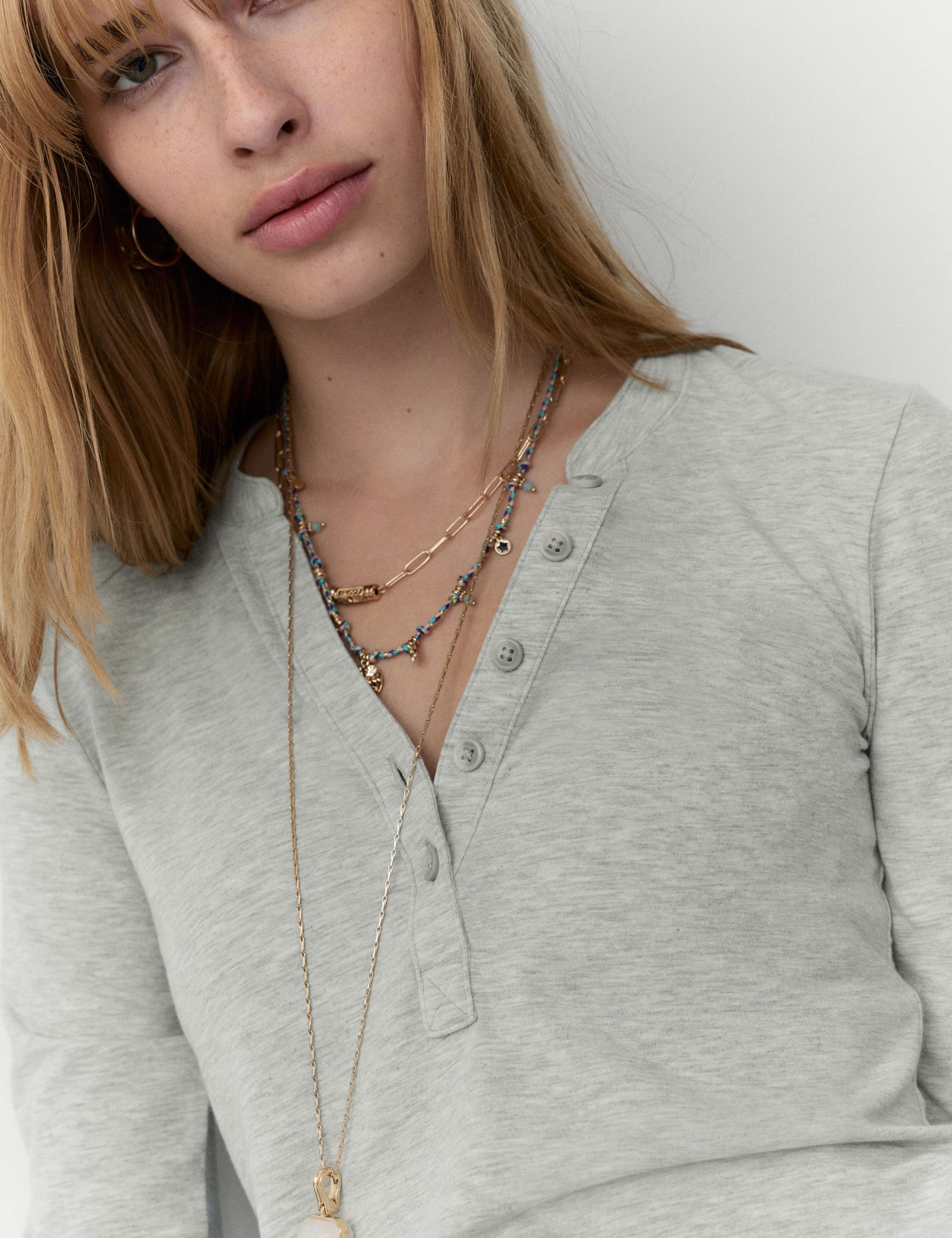 Marled Jersey Henley Top 3 of 4