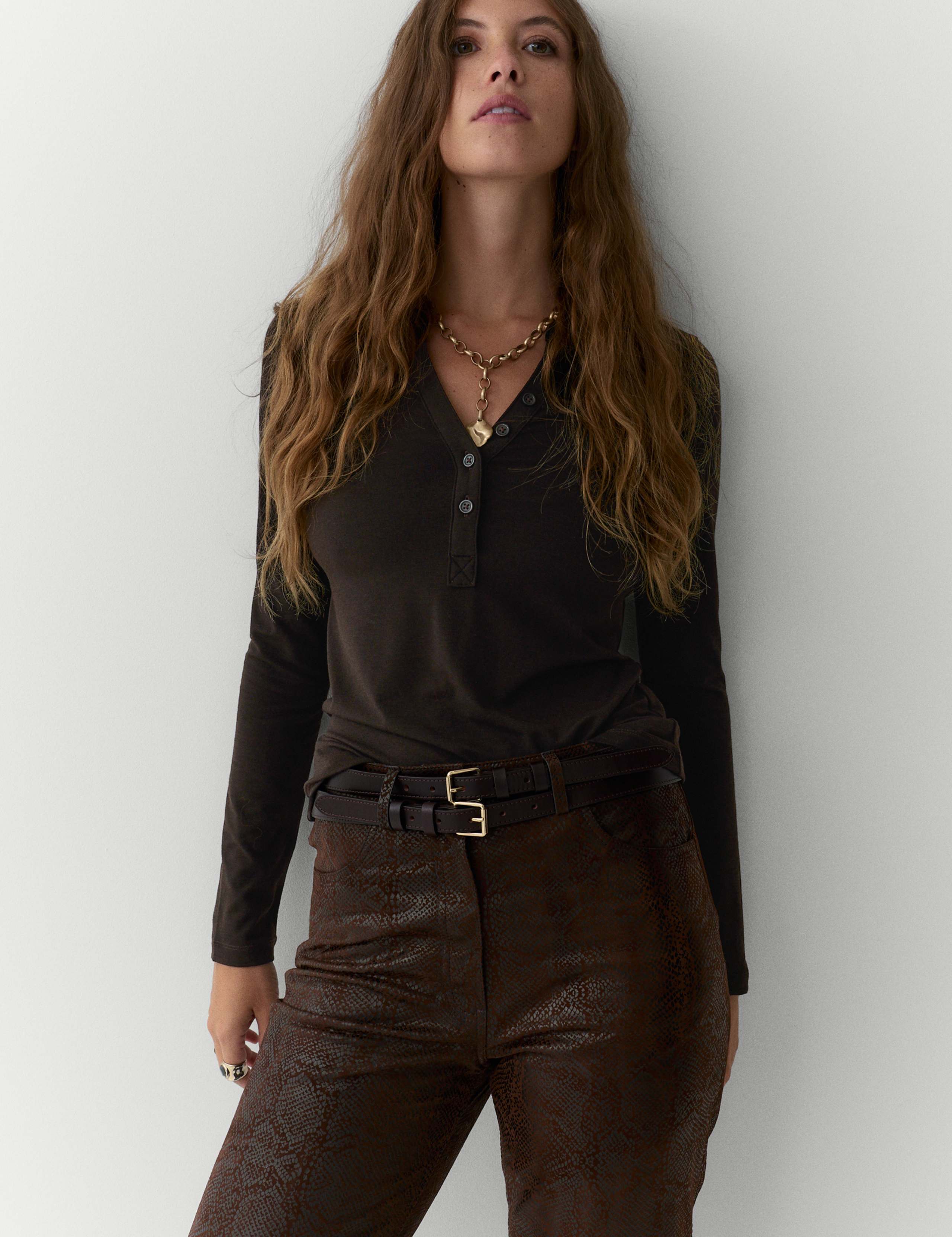 Marled Jersey Henley Top 1 of 5