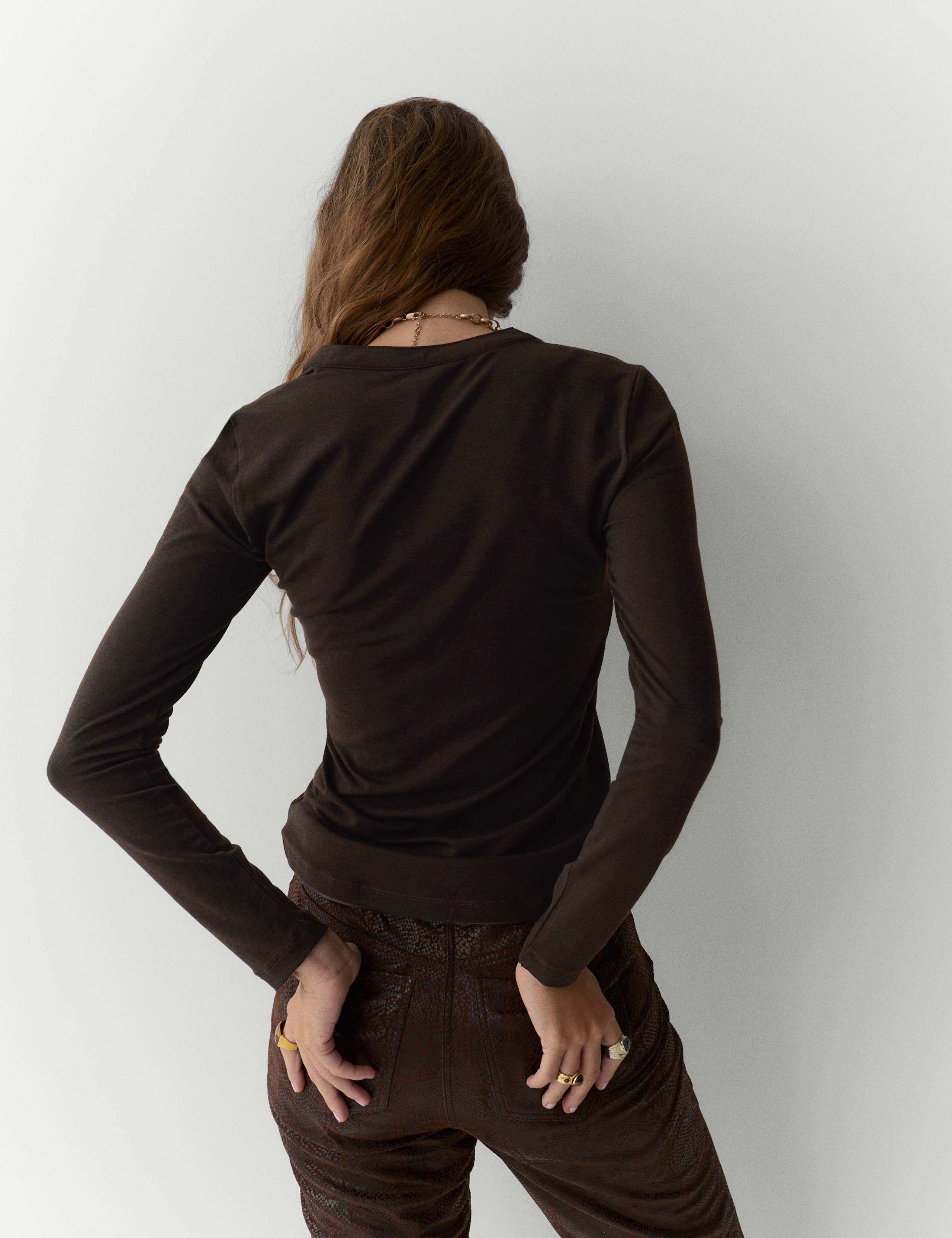 Marled Jersey Henley Top 4 of 5