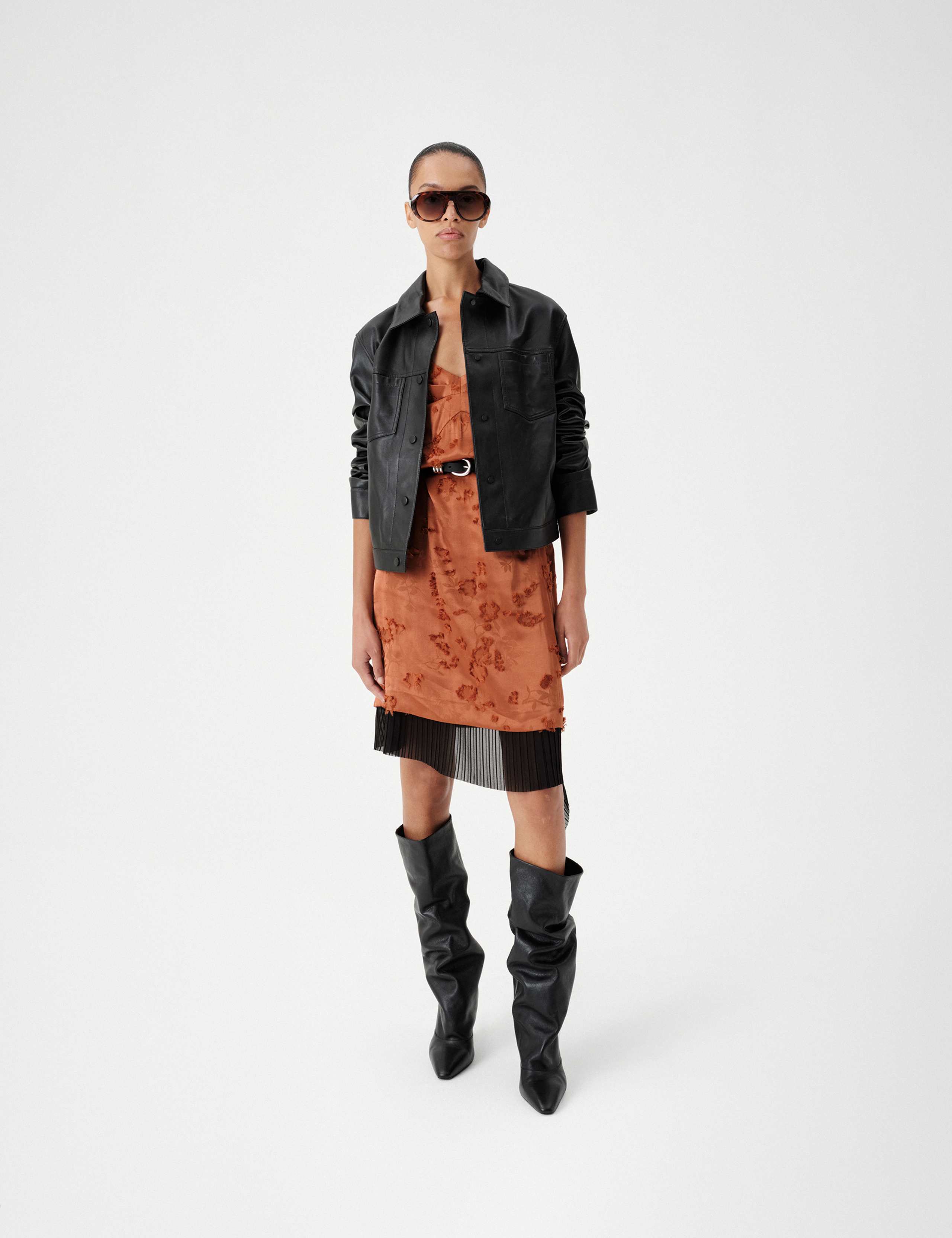 Jacquard Asymmetric Knee Length Slip Dress 1 of 8