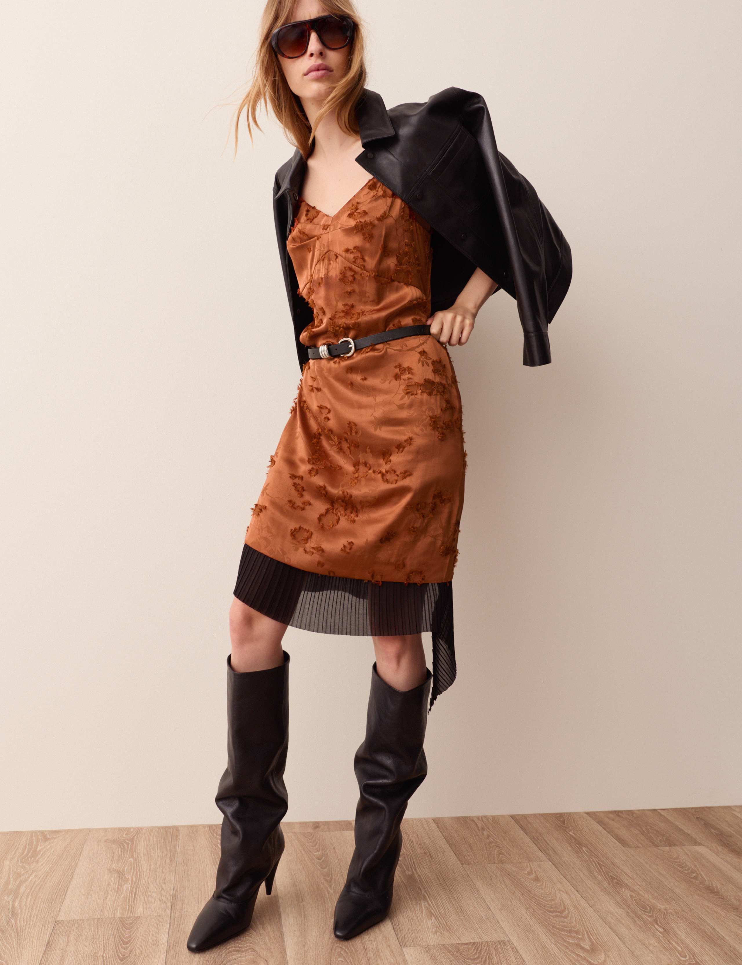 Jacquard Asymmetric Knee Length Slip Dress 4 of 8