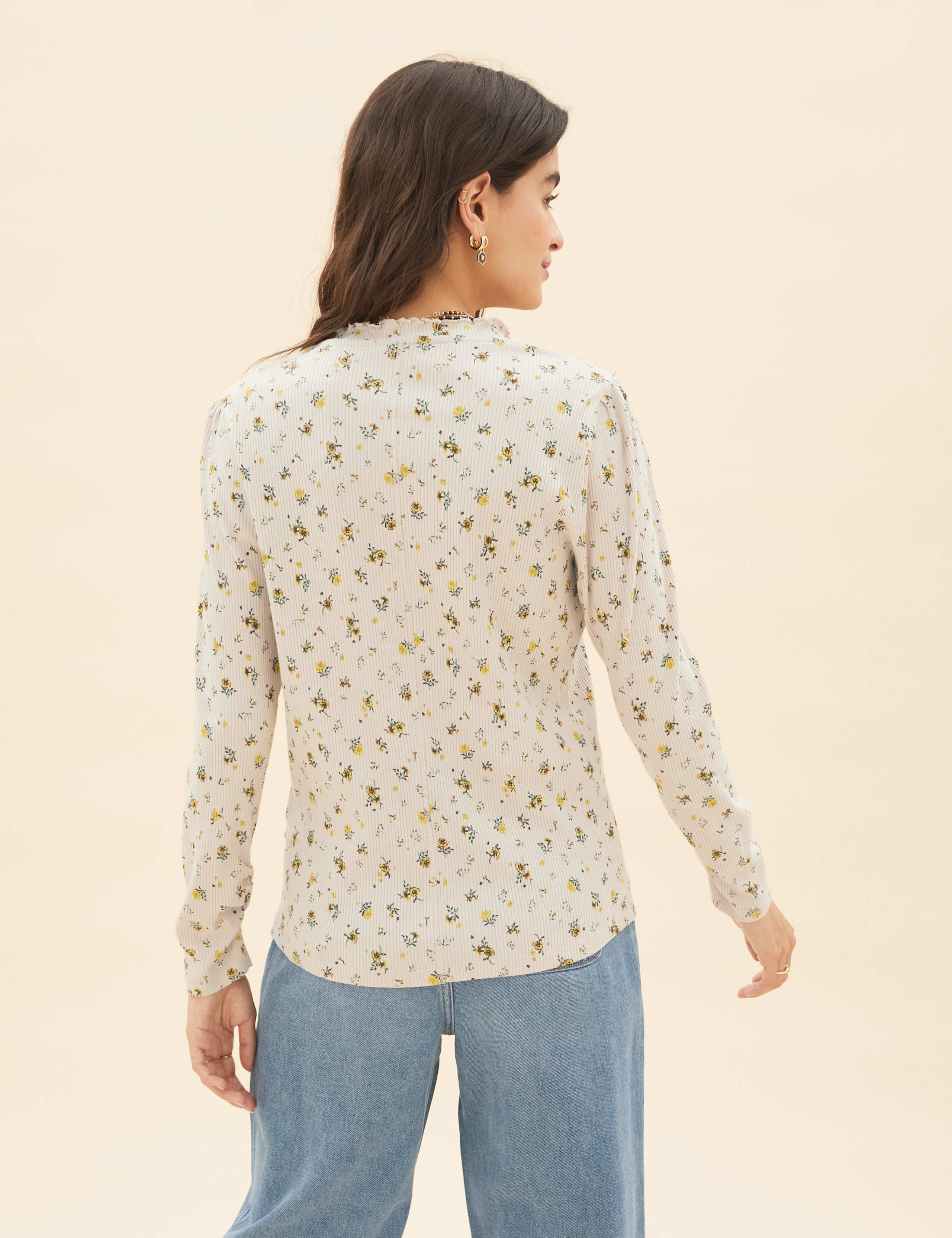 Cotton Rich Floral Henley Top 5 of 5