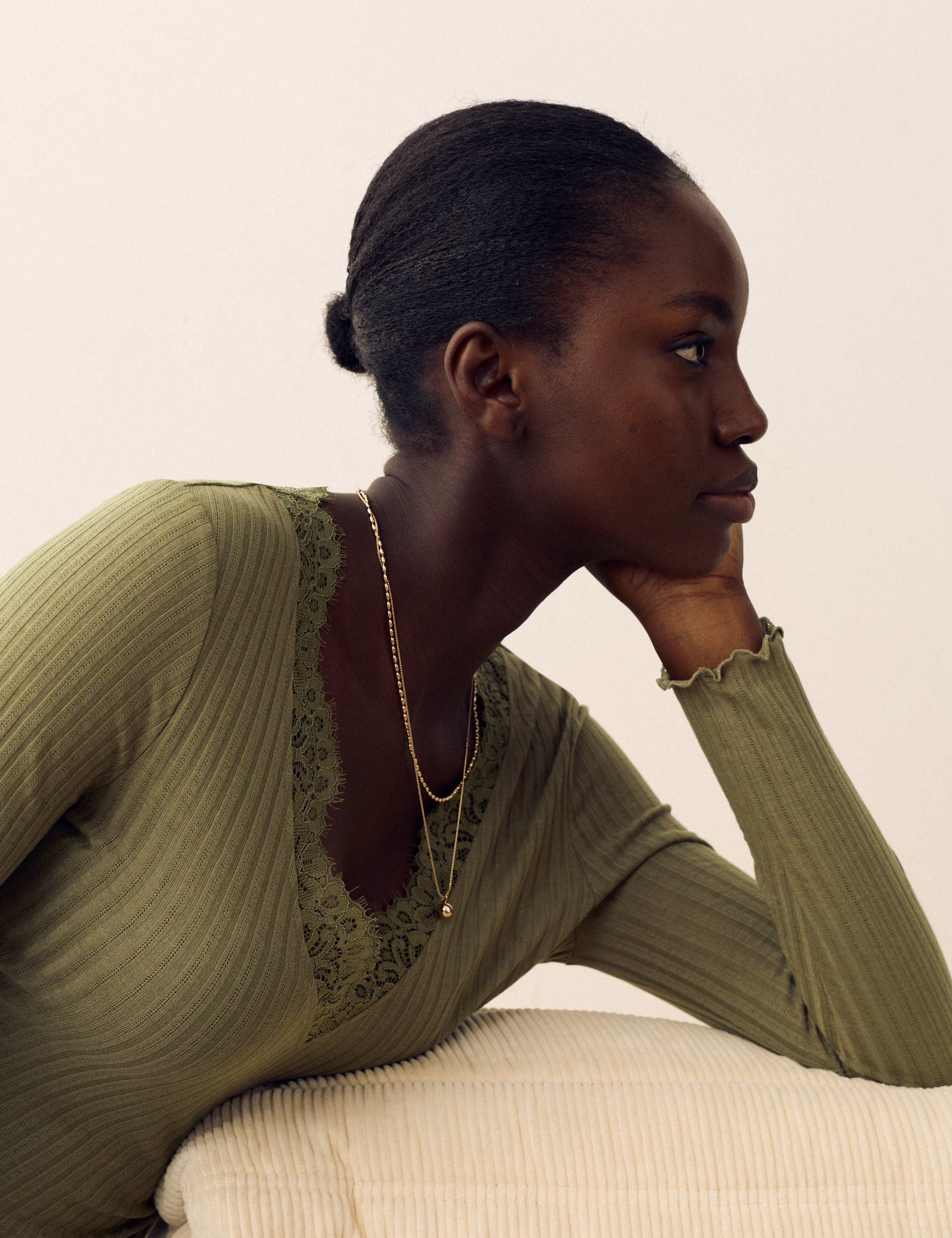 Lace Trim Pointelle Long Sleeve Top 3 of 5