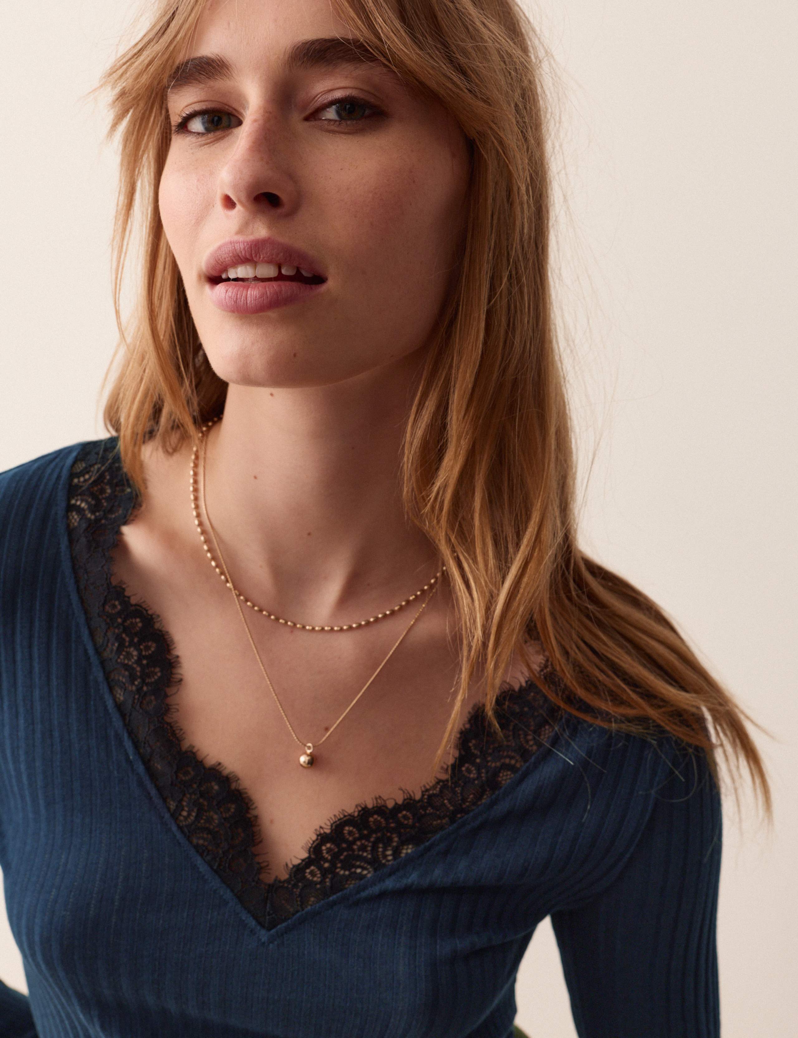 Lace Trim Pointelle Long Sleeve Top 3 of 7