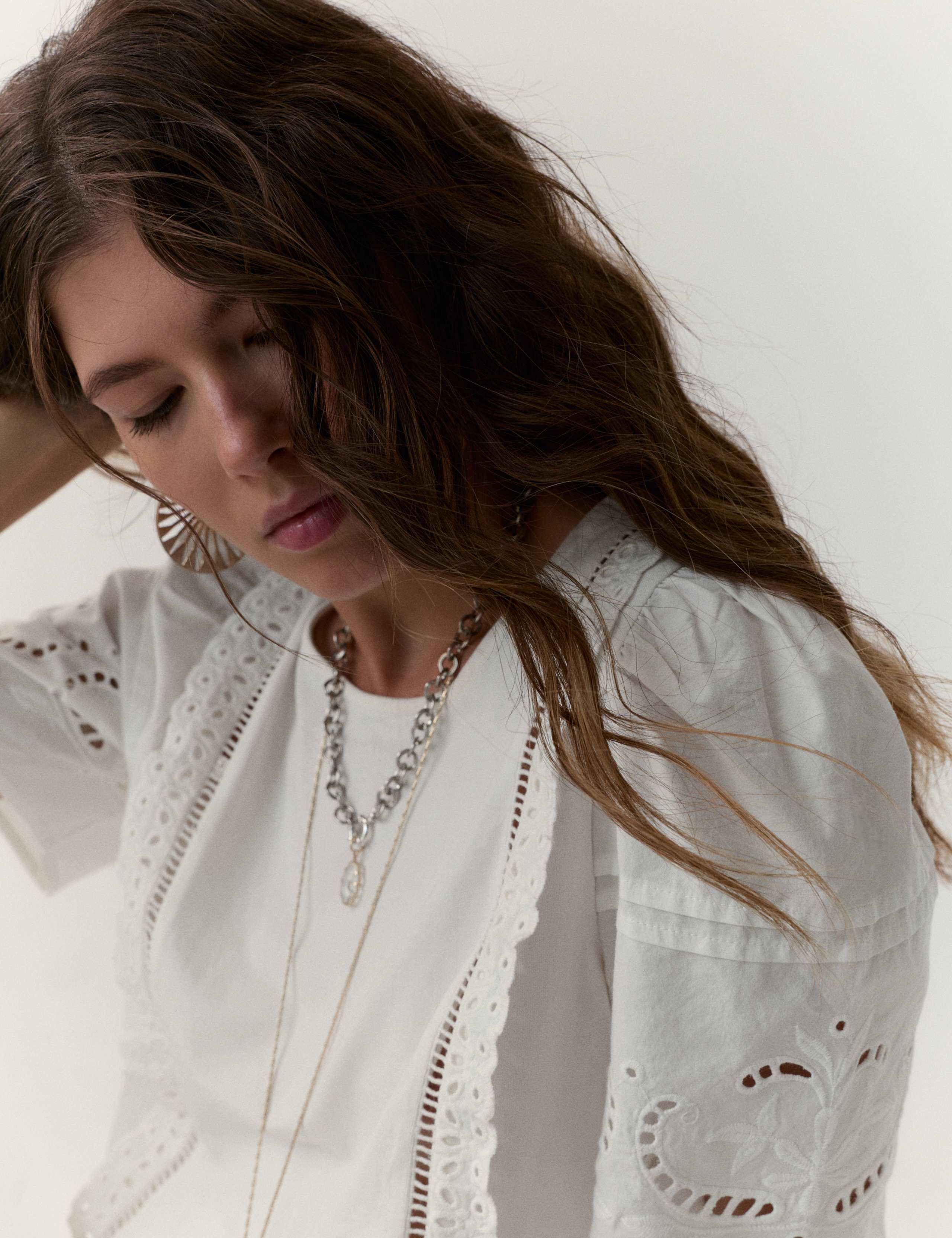 Pure Cotton Embroidered Lace Trim Top 4 of 5